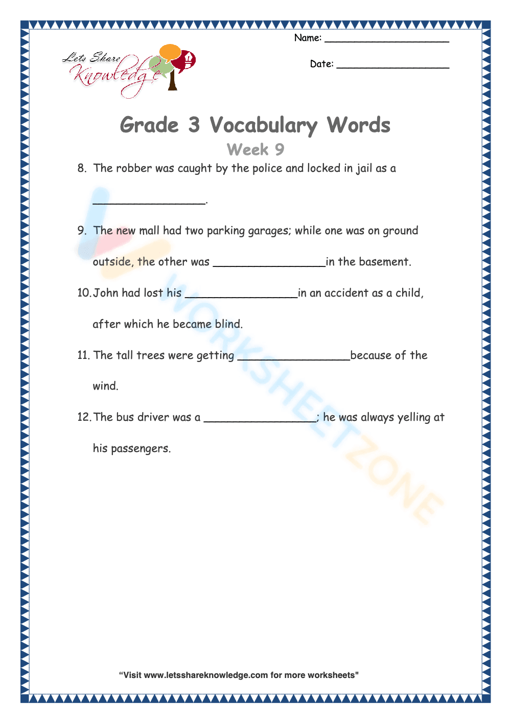 Grade 3 Vocabulary Expander Worksheet 7 - Page 2