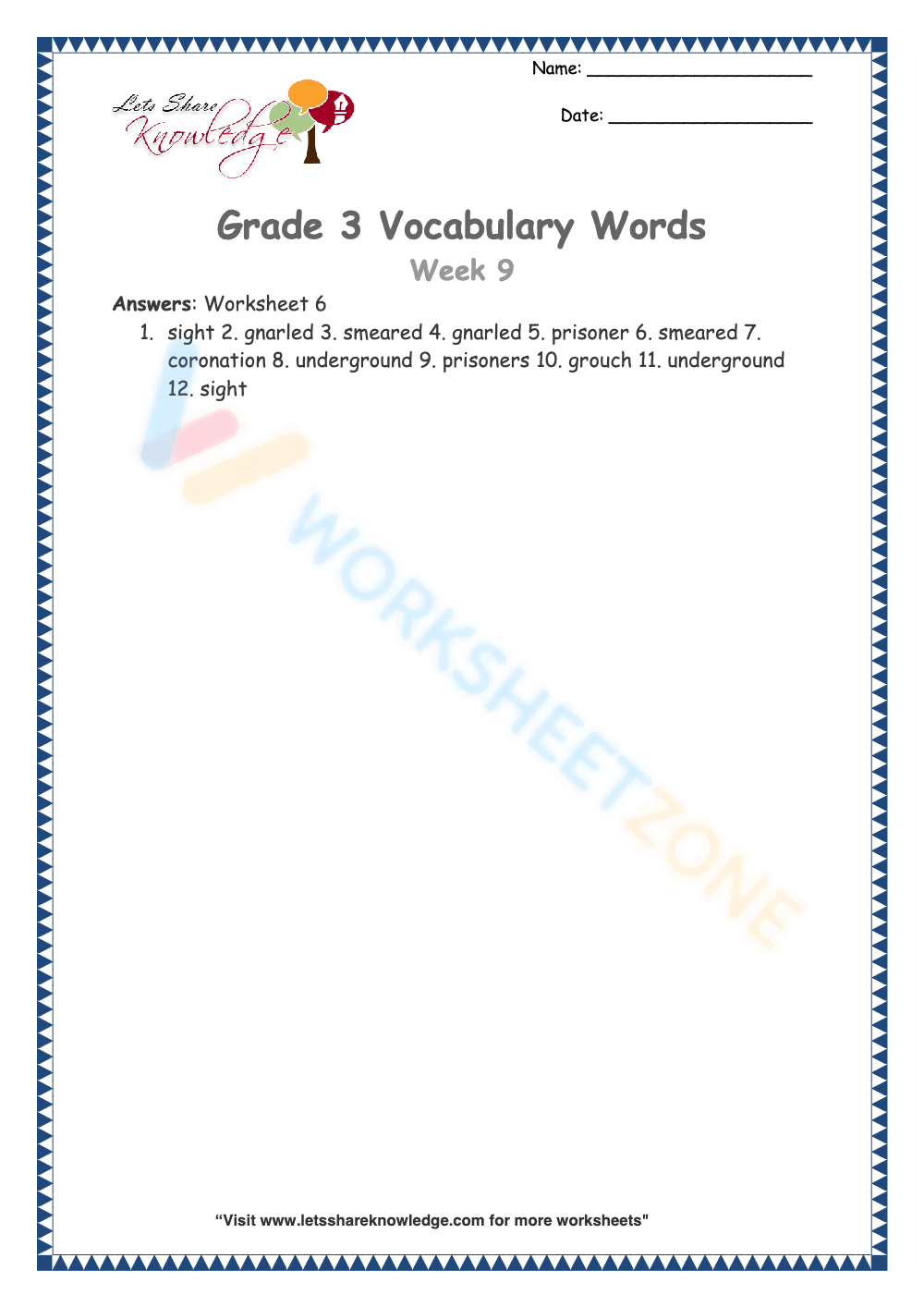 Grade 3 Vocabulary Builder Worksheet 6 - Page 3