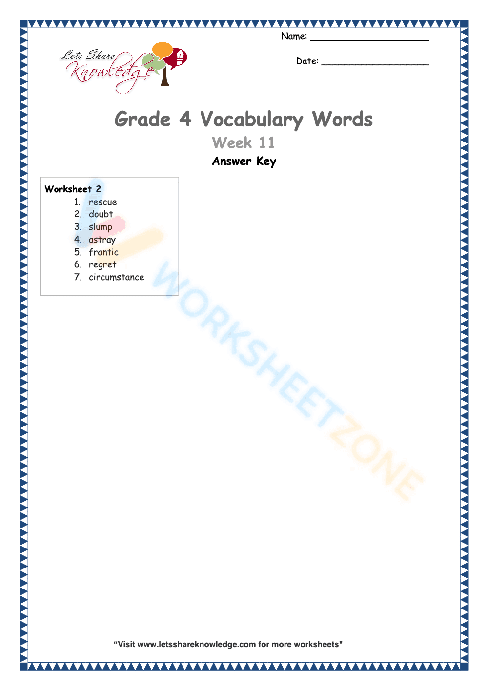 Grade 4 Vocabulary Enhancer Worksheet 2 - Page 2