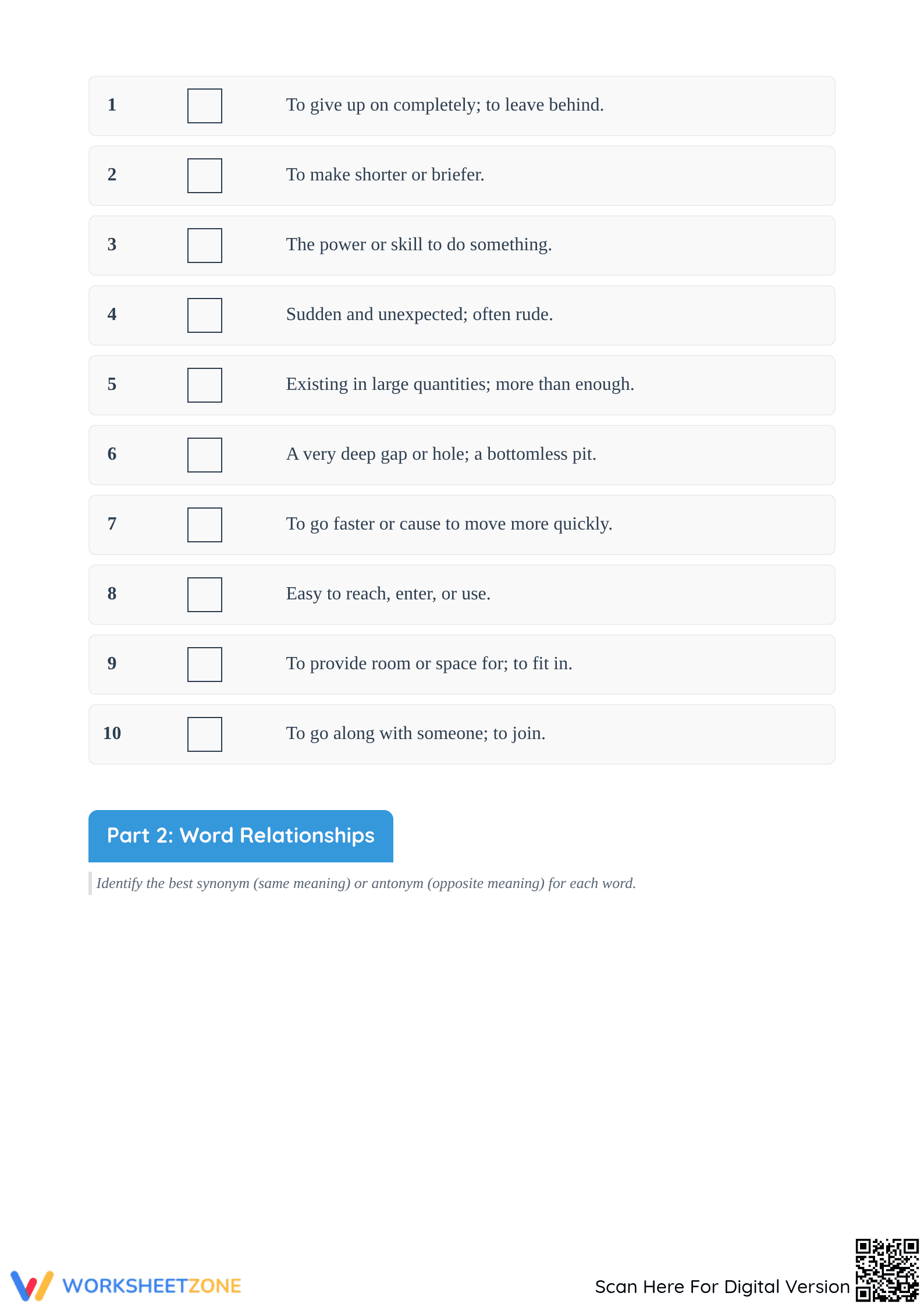 Essential Grade 6 Vocabulary Builder | Printable Practice - Page 2