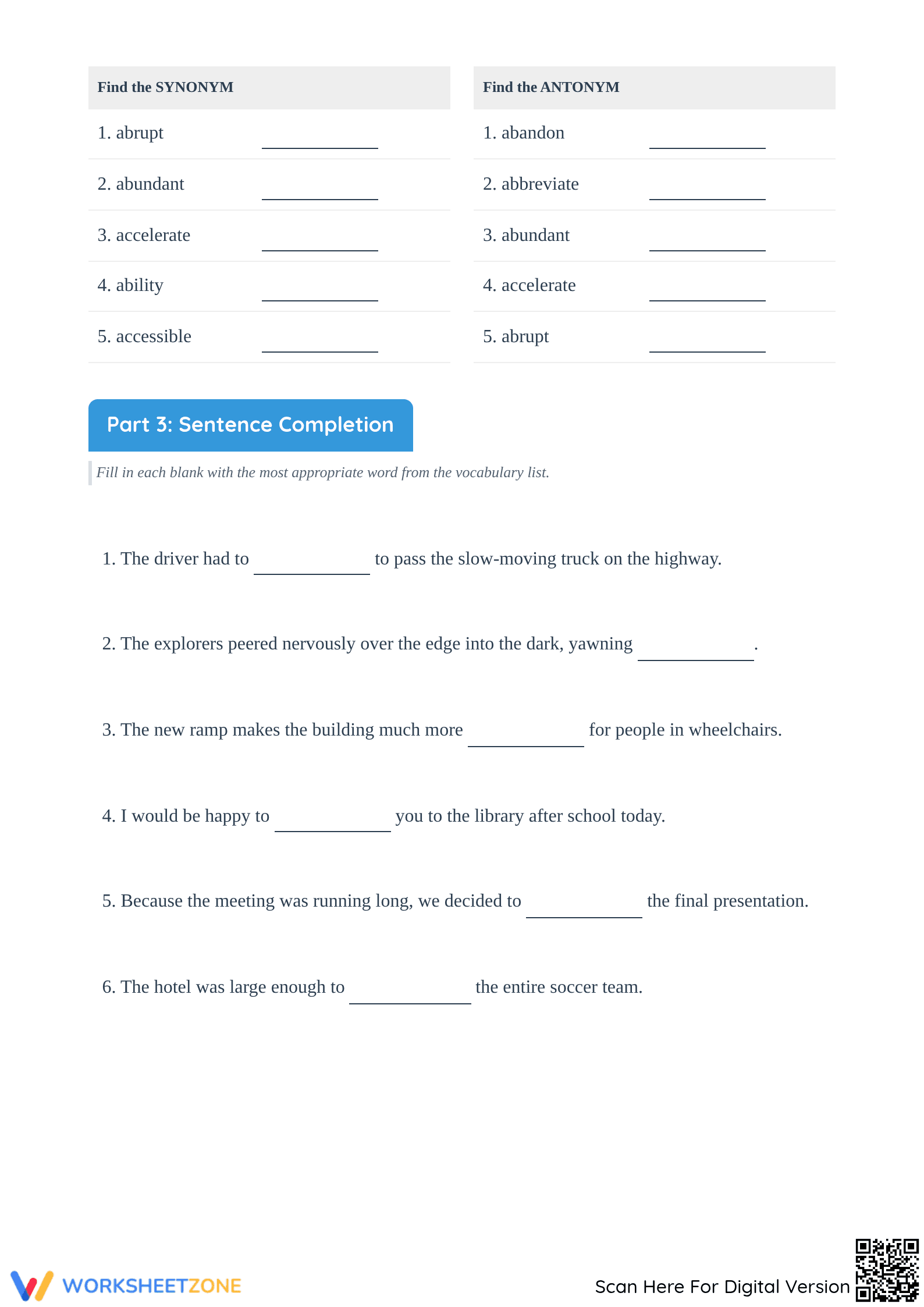 Essential Grade 6 Vocabulary Builder | Printable Practice - Page 3