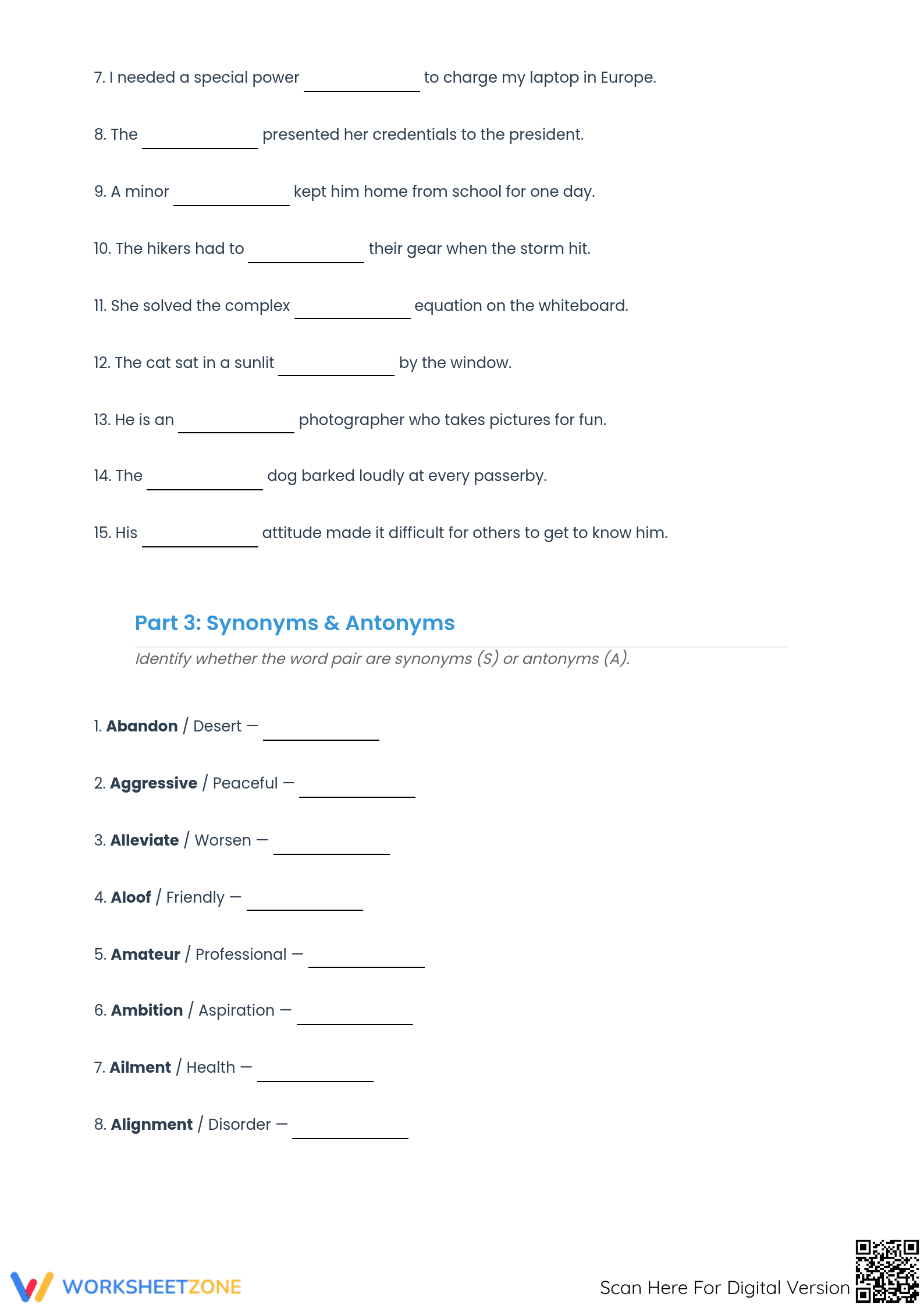 Grade 6 Vocabulary Practice | Essential ELA Worksheet - Page 3