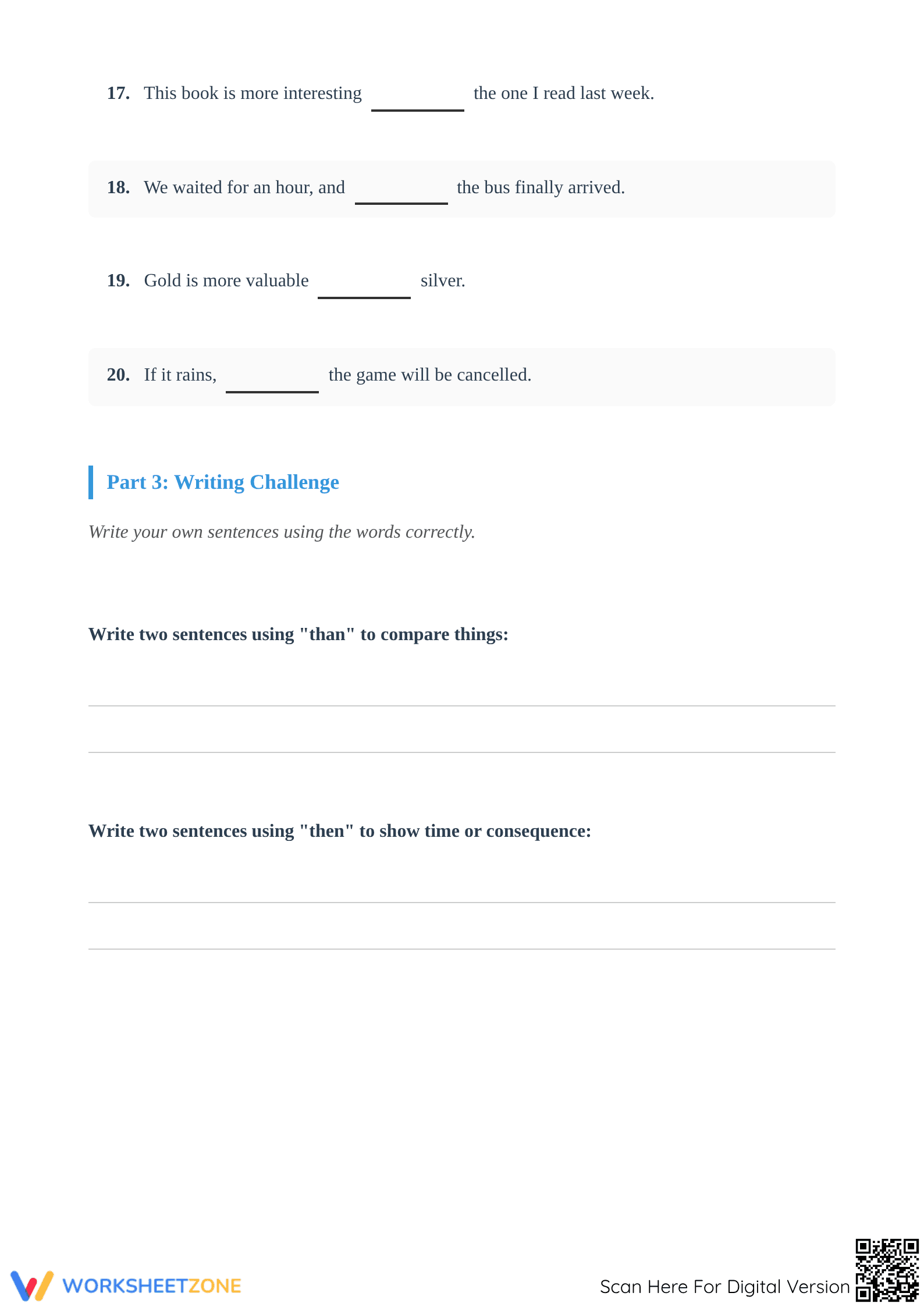 Printable Than vs. Then Worksheet | Grade 5 & 6 Grammar - Page 3
