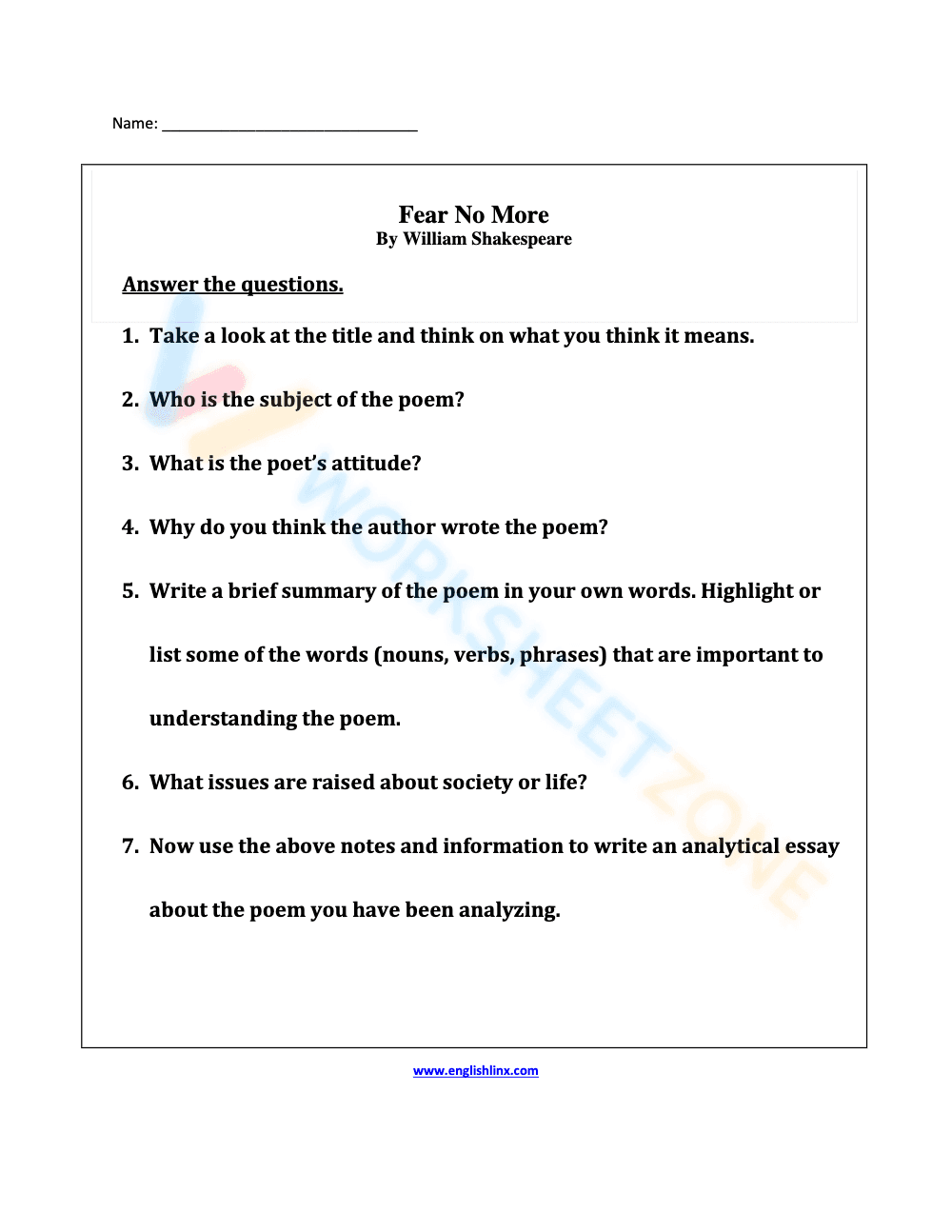 Analyzing Poetry Themes: Worksheet 6 - Page 2