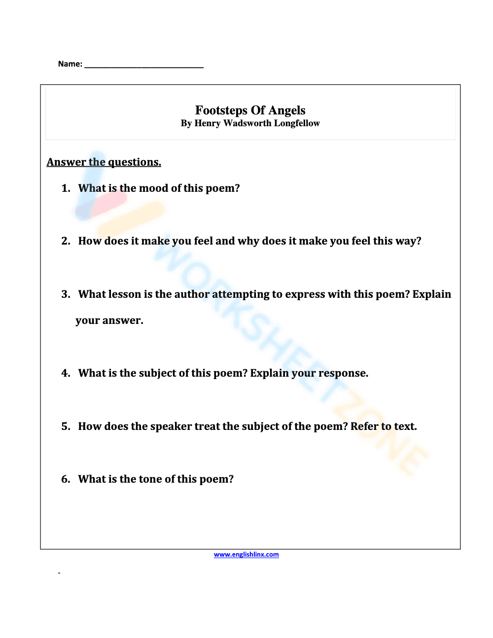 Exploring Poetic Form: Worksheet 7 - Page 2