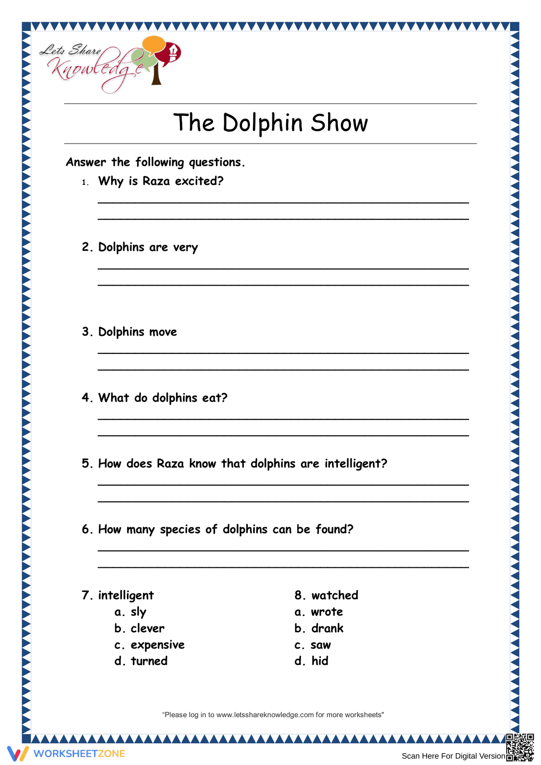 The Dolphin Show – Reading Comprehension Worksheet for Kids - Page 2