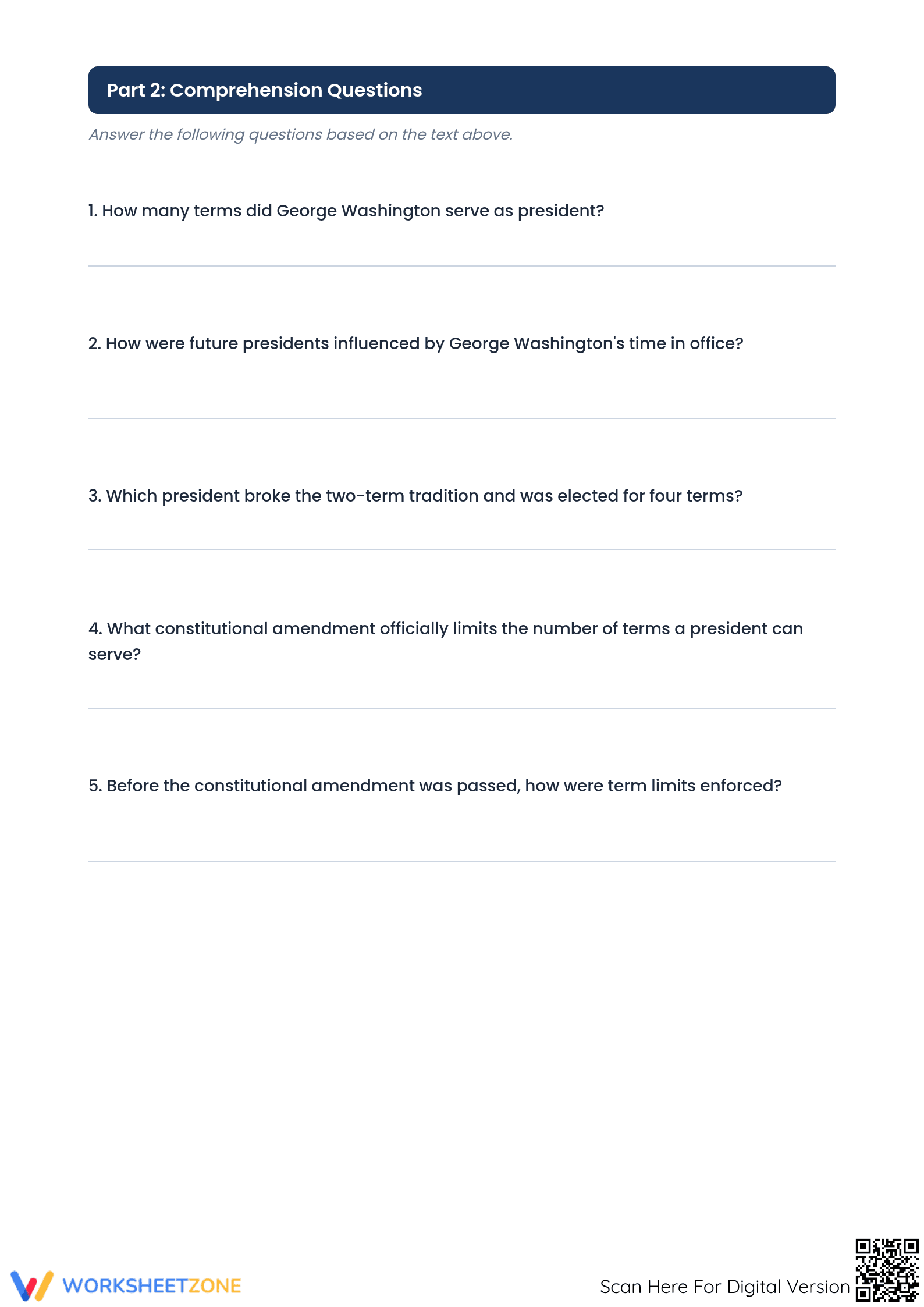 Presidential Term Limits Worksheet | Grade 7 Essential - Page 2