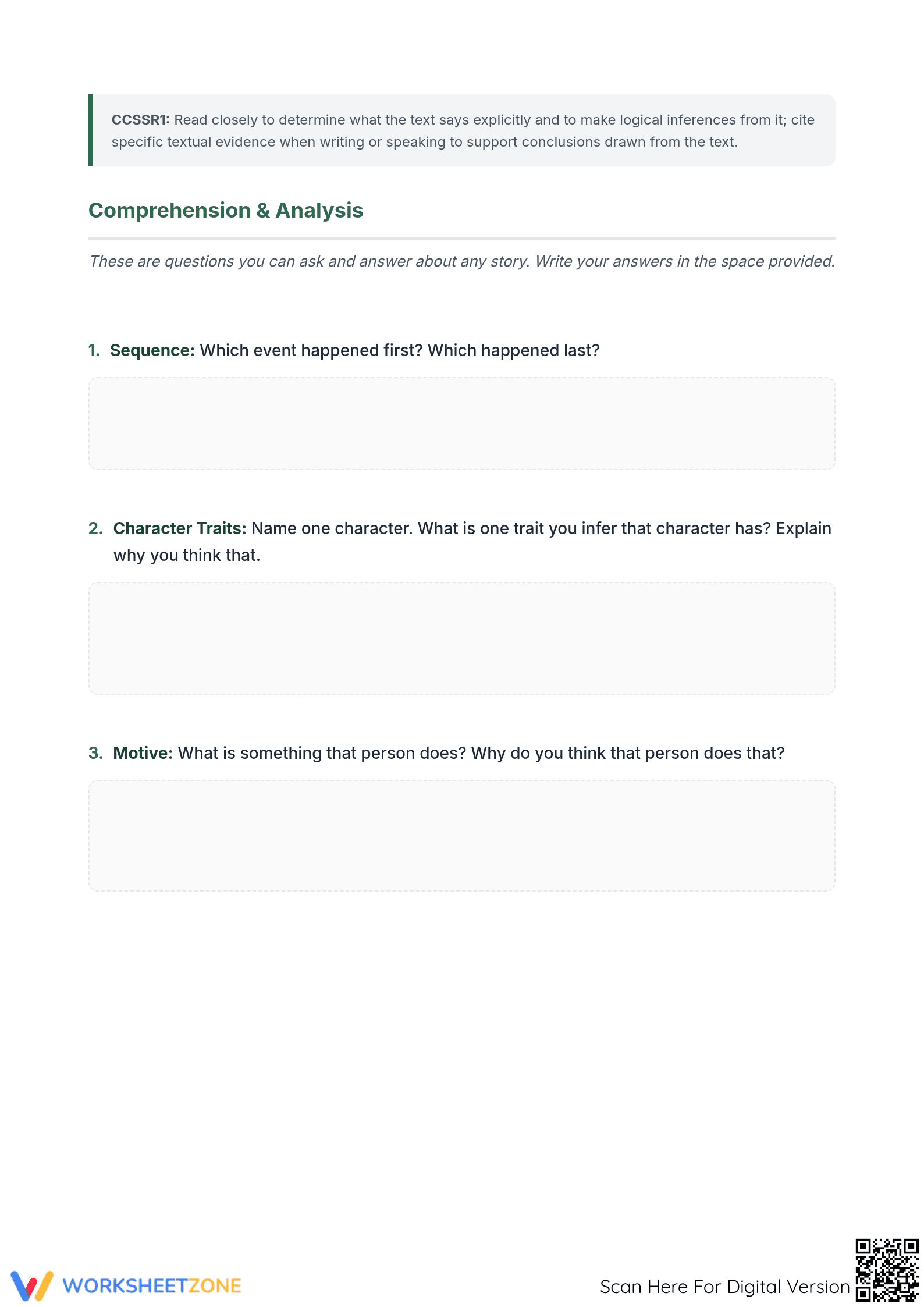 Printable Close Reading Worksheet | Grade 10 ELA - Page 2