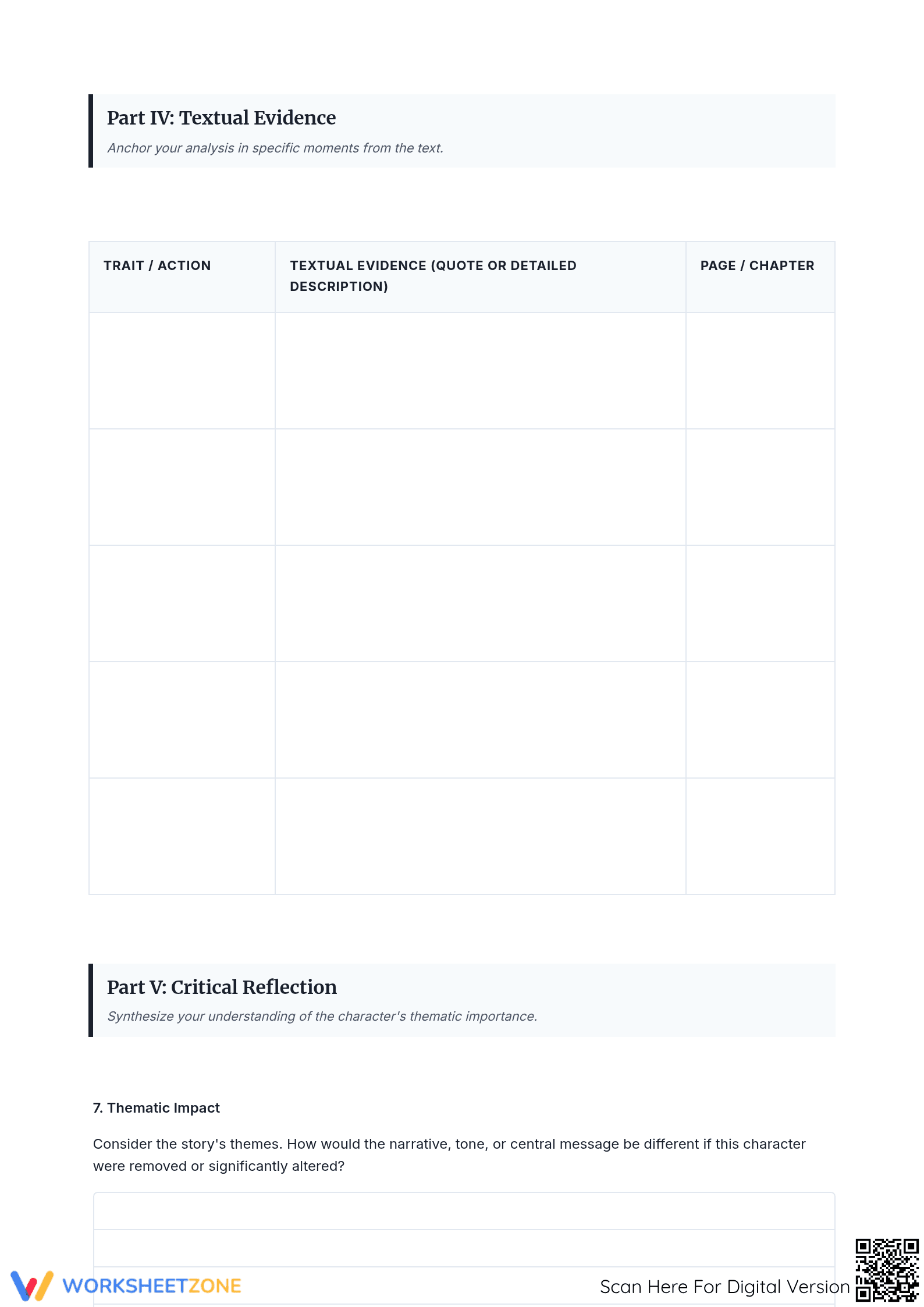 Literary Character Analysis Worksheet | Essential 10-12 - Page 3