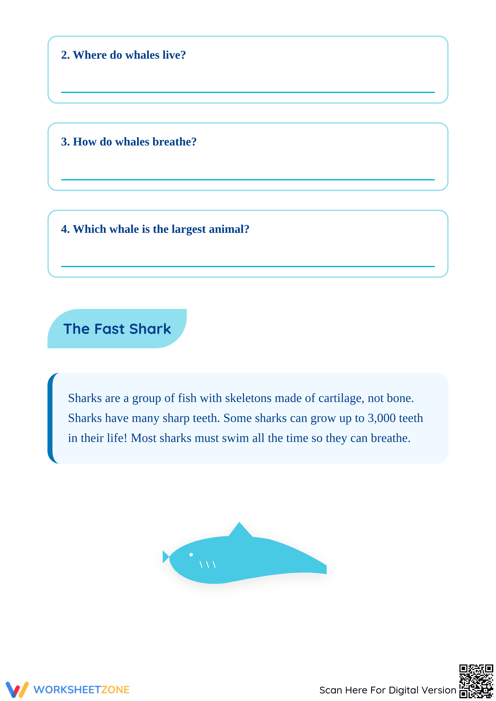 Sea Animals Reading Comprehension | Grade 1 Essential - Page 2