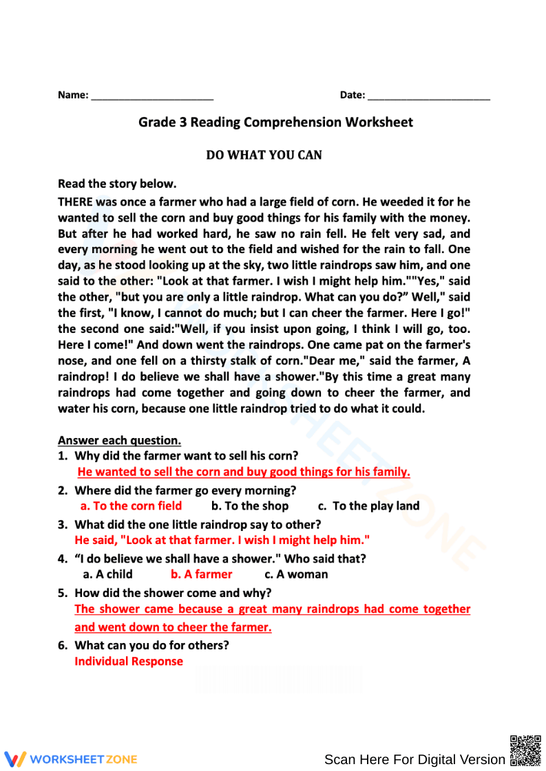 Grade 3 Reading Comprehension: Do What You Can - Page 2