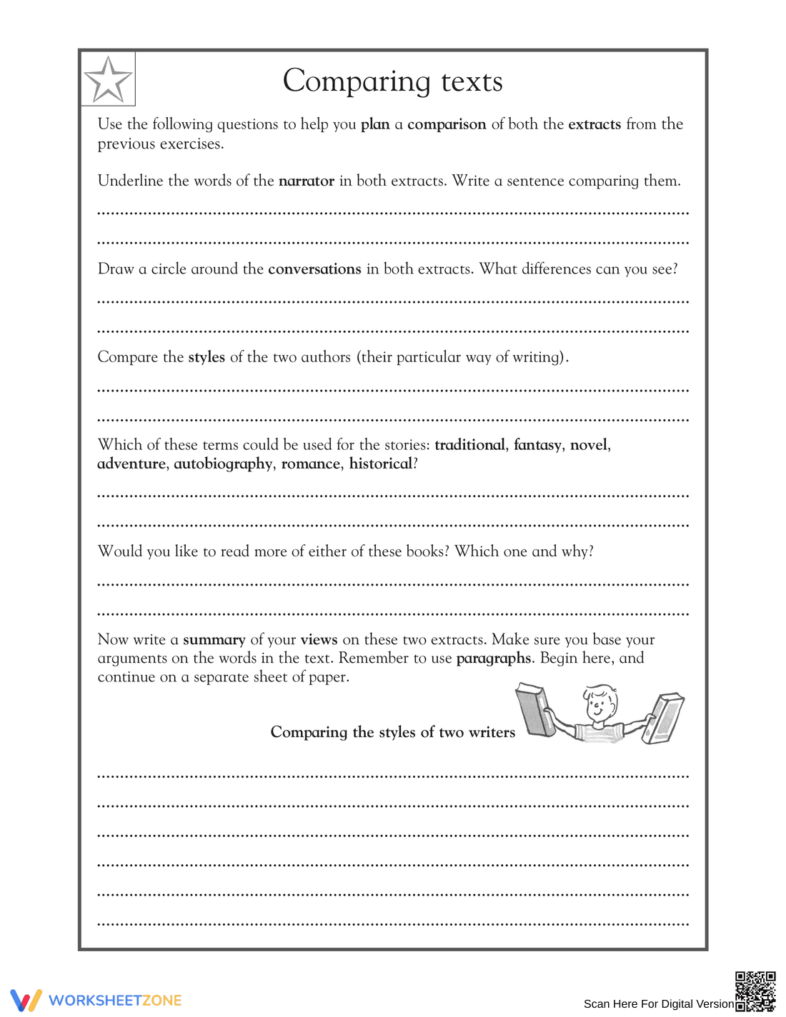 Comparing Texts Worksheet | Essential Grade 5 ELA - Page 3