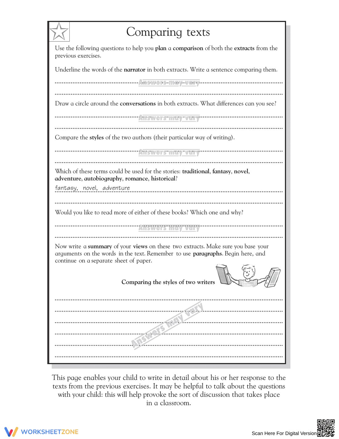 Comparing Texts Worksheet | Essential Grade 5 ELA - Page 6