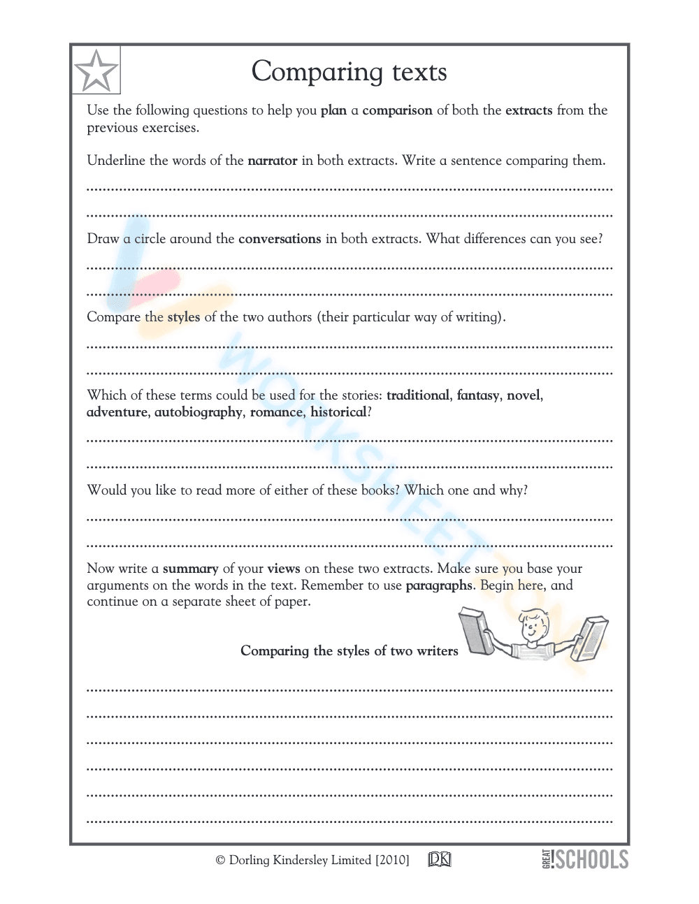 Comparing Texts Worksheet | Essential Grade 5 ELA - Page 3