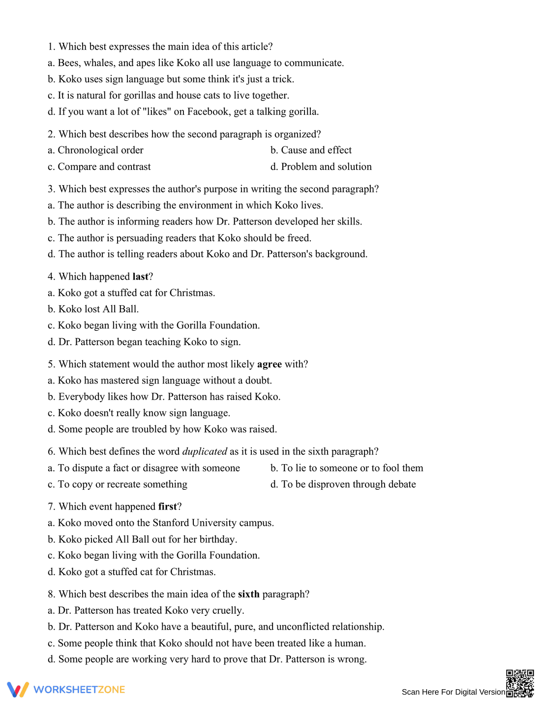 Reading Comprehension Worksheet | Grade 6 ELA Printable - Page 2