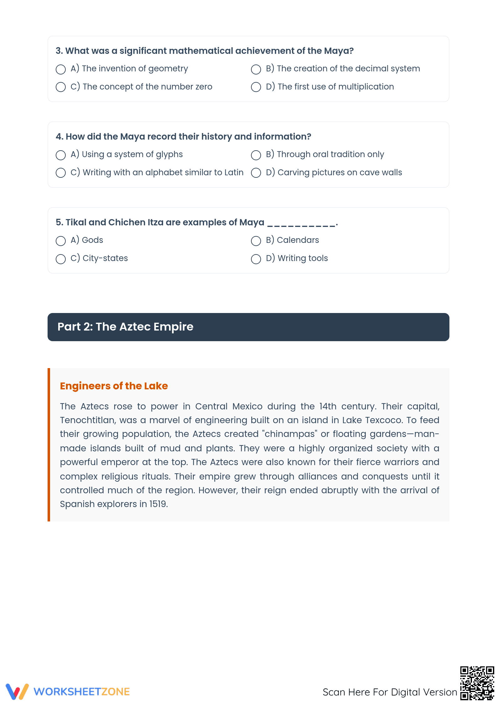 Grade 6 Ancient Civilizations Reading | Essential Worksheet - Page 2