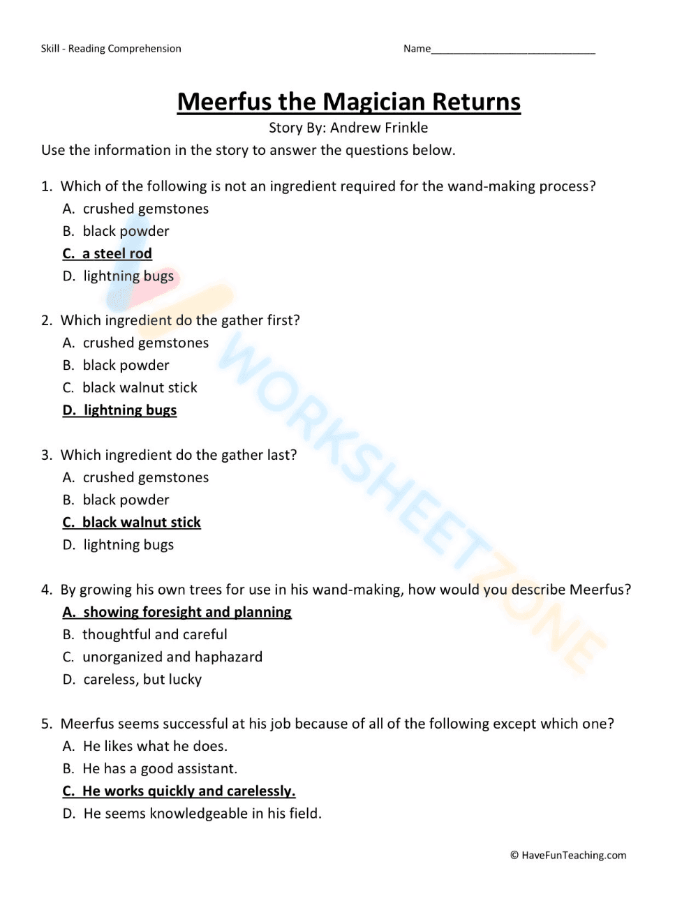 reading comprehension for 7th graders 1 - Page 3