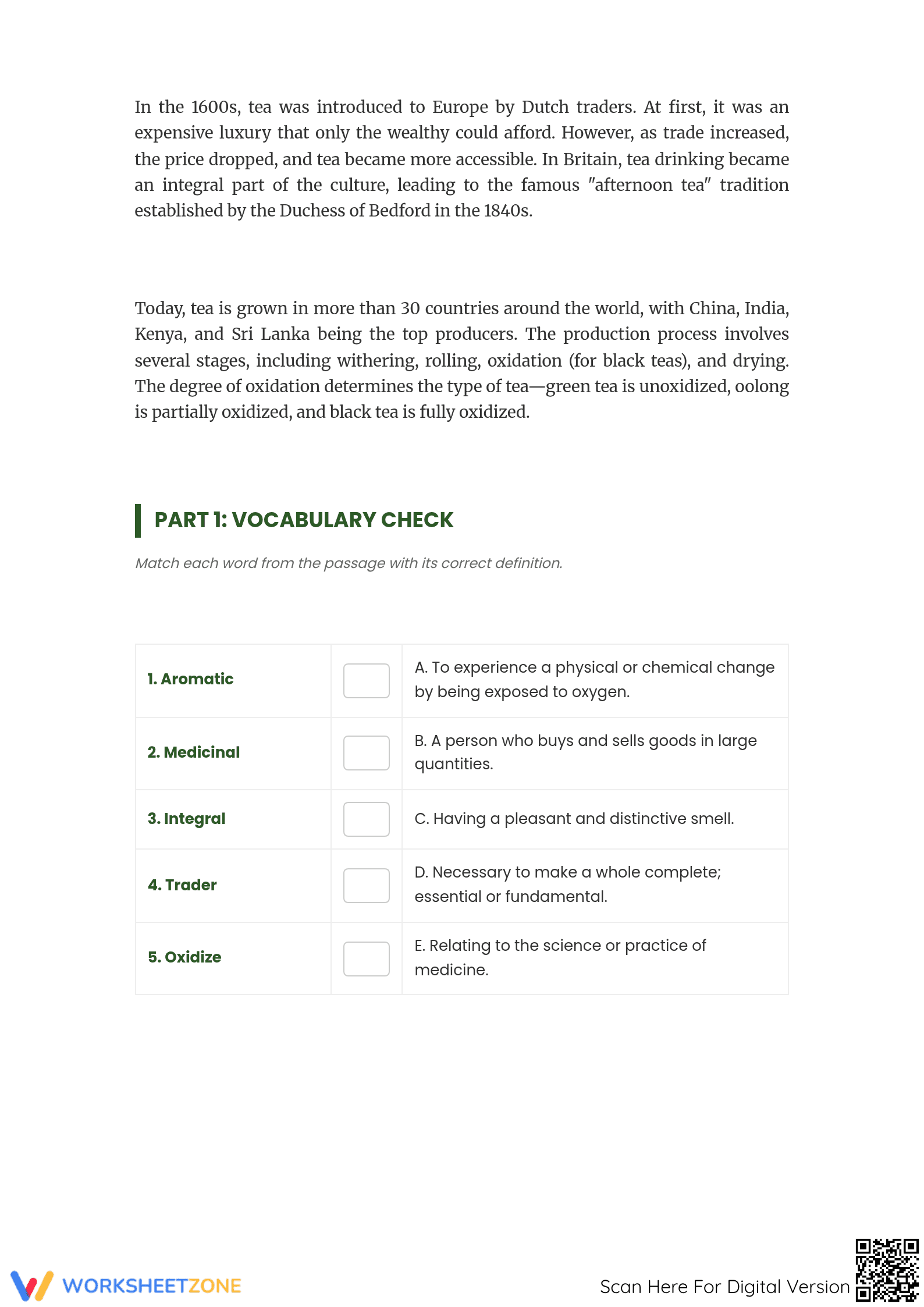 Grade 7 Reading Comprehension: History of Tea | Essential - Page 2