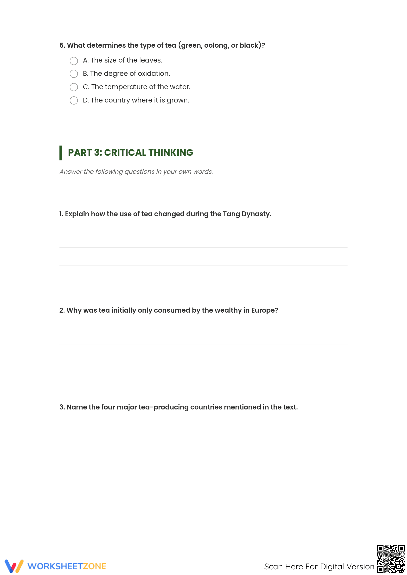 Grade 7 Reading Comprehension: History of Tea | Essential - Page 4
