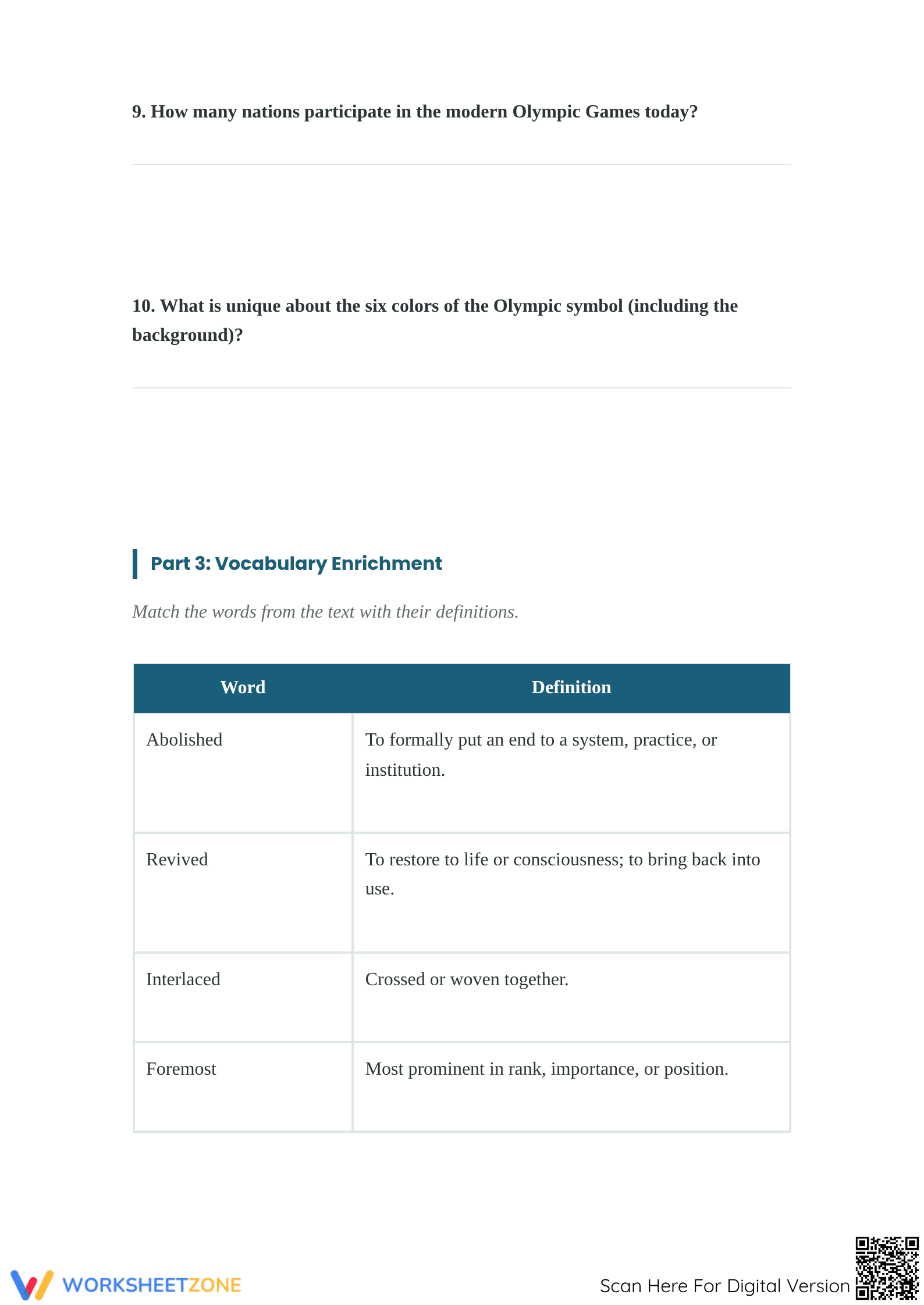 Grade 7 Olympic Games — Printable No-Prep Worksheet - Page 4