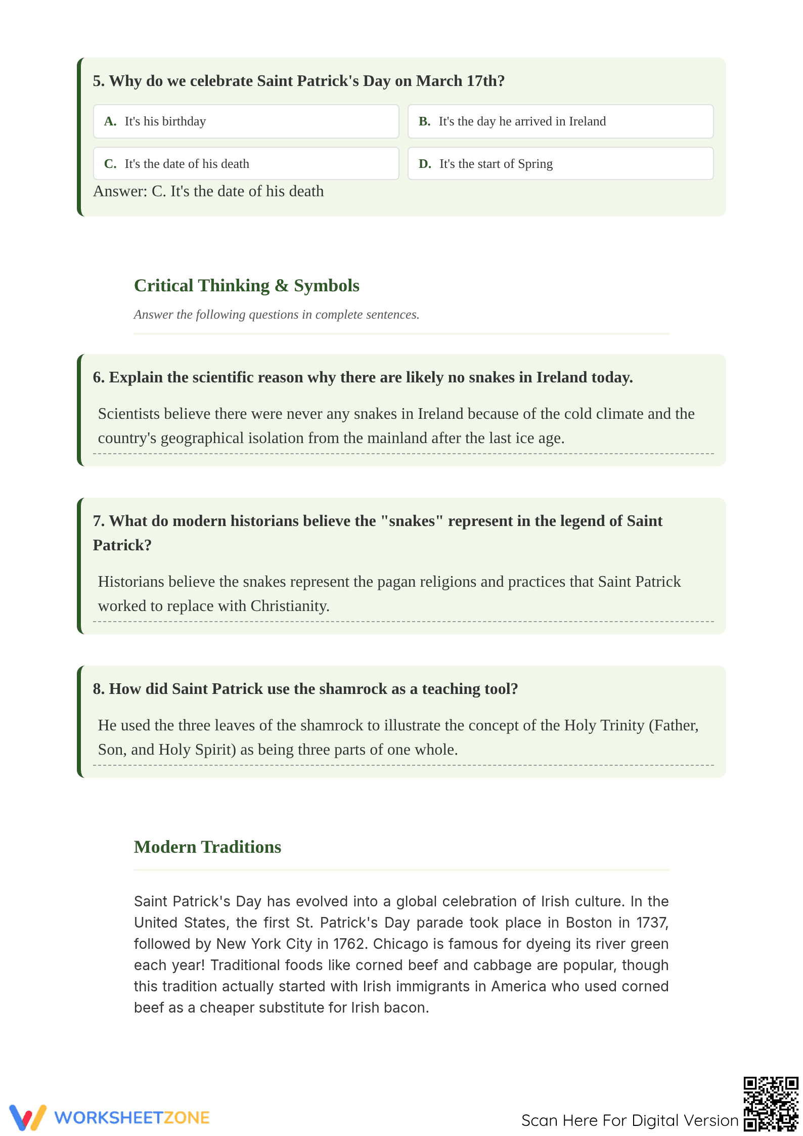 Essential St. Patrick's Day Reading Comprehension: Grade 6-8 - Page 3