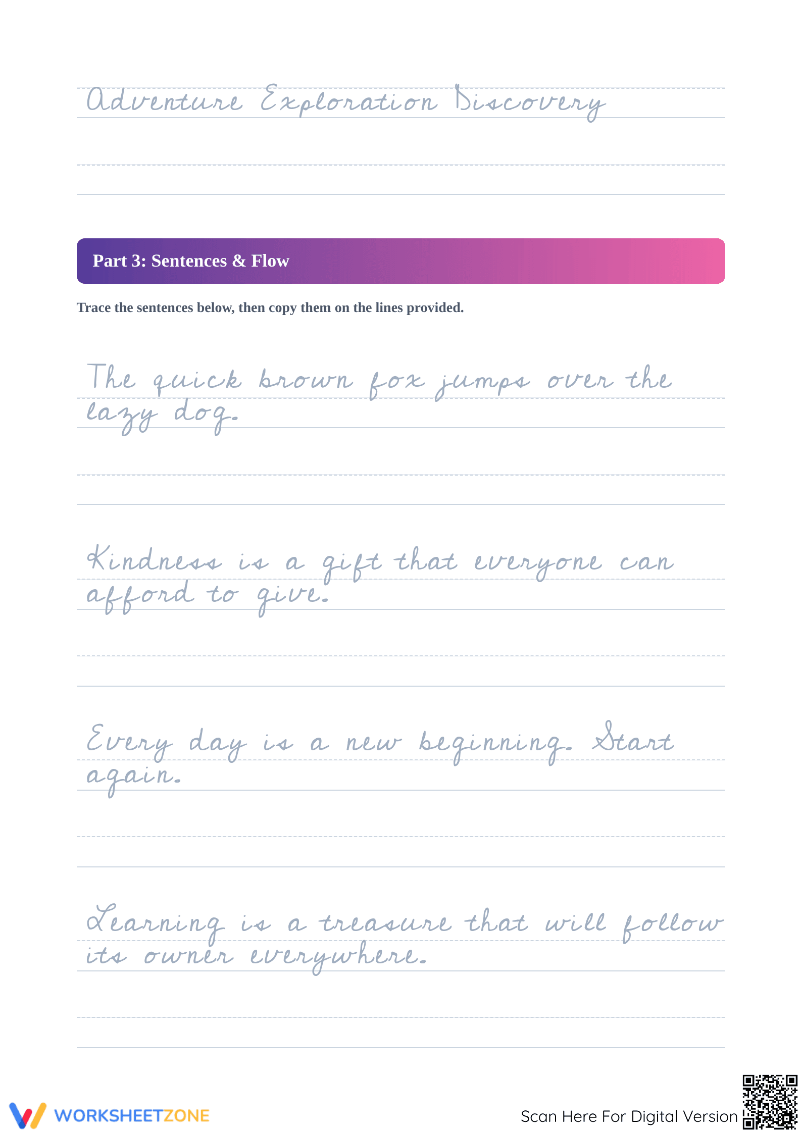 Emma’s New Bicycle – Neat Handwriting Practice Worksheet - Page 3