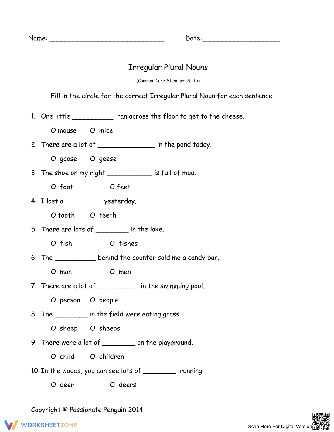 Irregular Plural Nouns Practice | Grade 3-4 Worksheet - Page 2