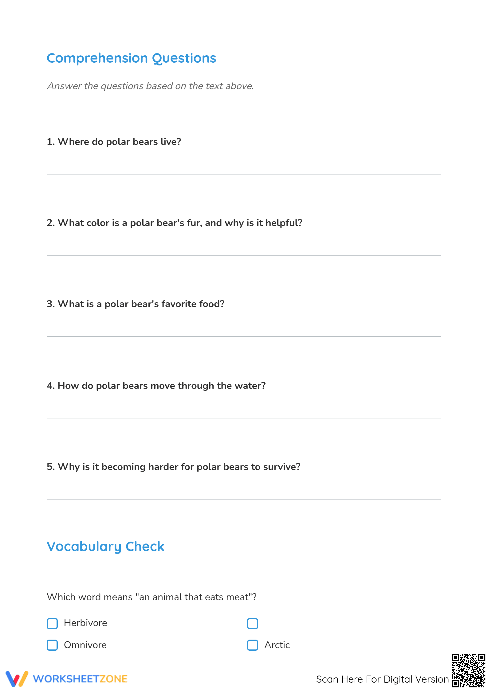 Save the Polar Bears! Printable Reading Worksheet | Grade 2 - Page 2
