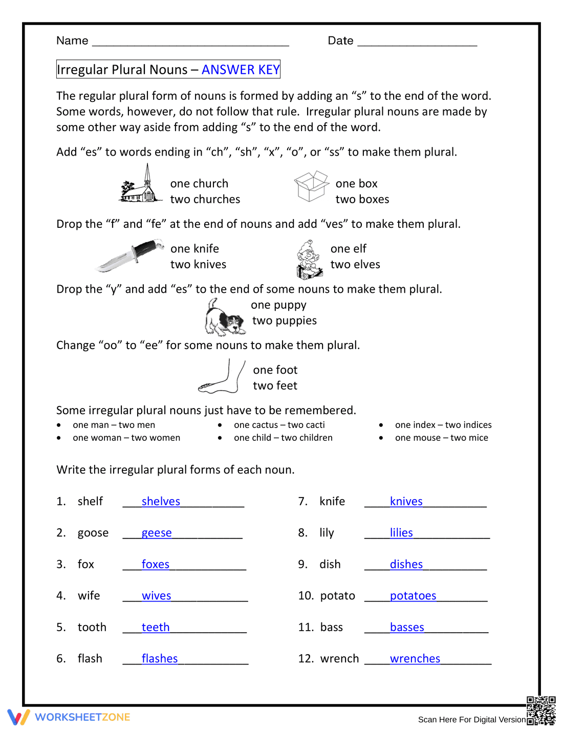 Irregular Plural Nouns Practice - Page 2