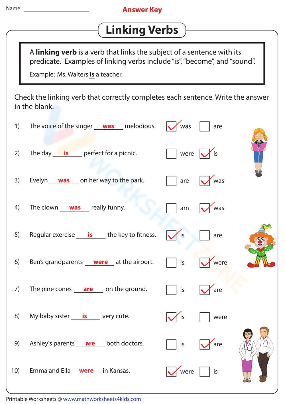 Linking verb exercise - Page 2