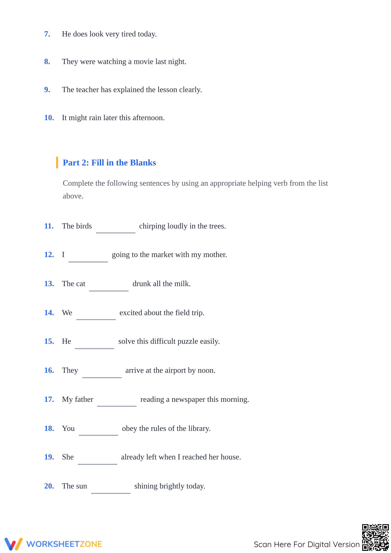 Essential Helping Verbs Worksheet | Grade 4-5 Printable - Page 2