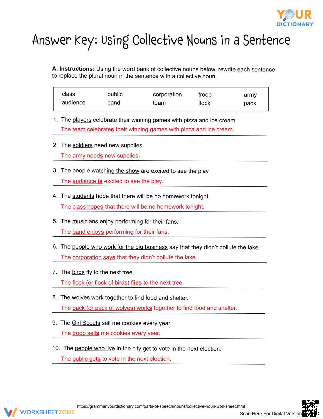 Collective Nouns Worksheet Activity - Page 2