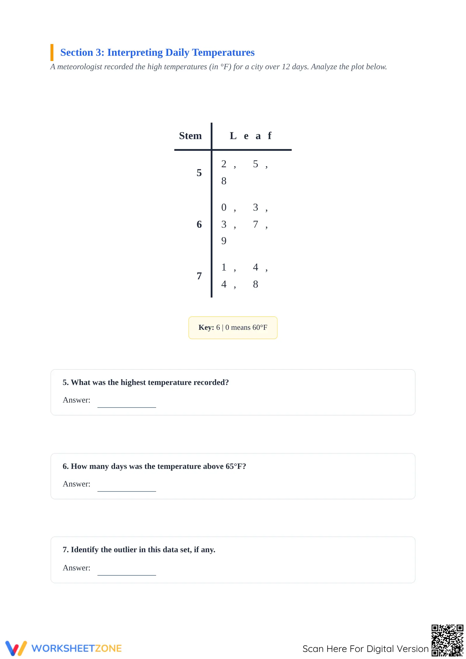 Printable Stem-and-Leaf Plot Mastery | Grade 6 Math - Page 3