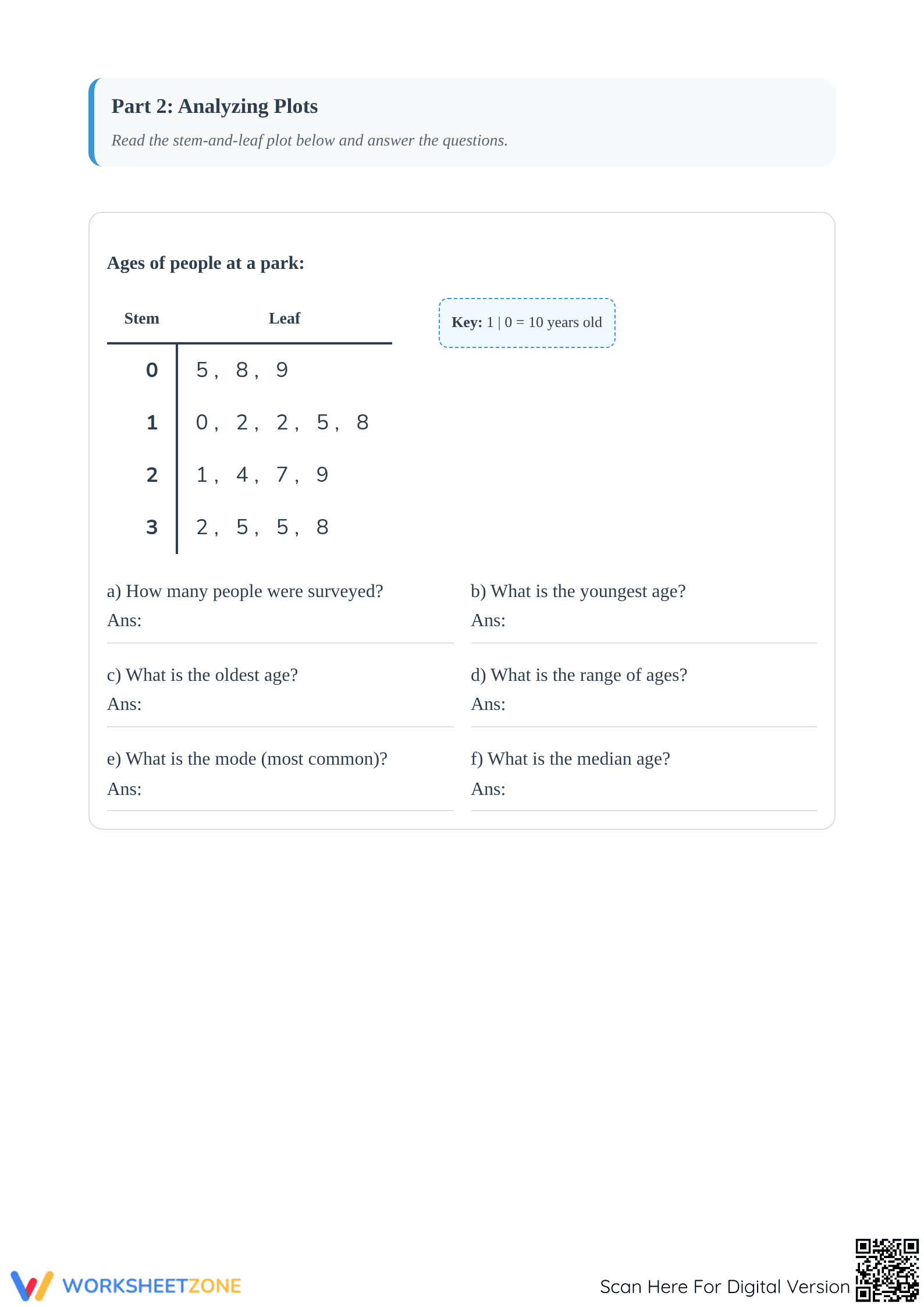 Printable Stem and Leaf Plots Worksheet | Grade 6 Math - Page 3