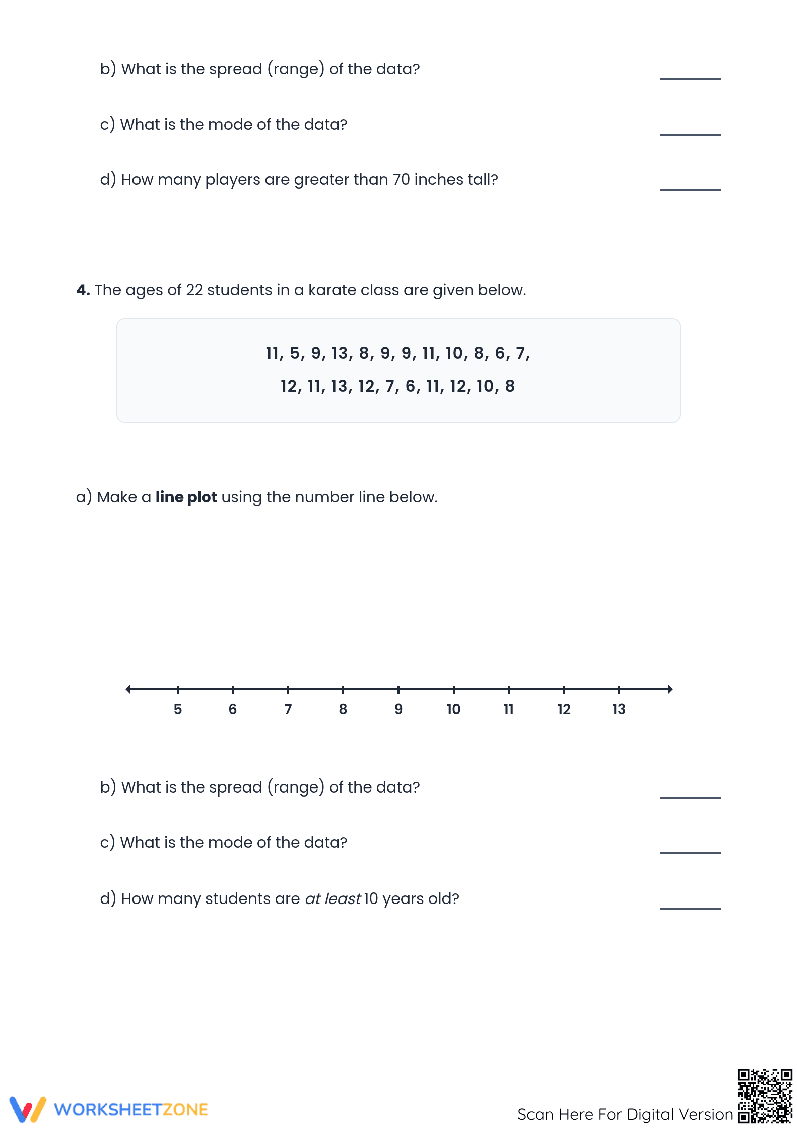 Printable Dot Plot Worksheet | Grade 6 Math Aligned - Page 3