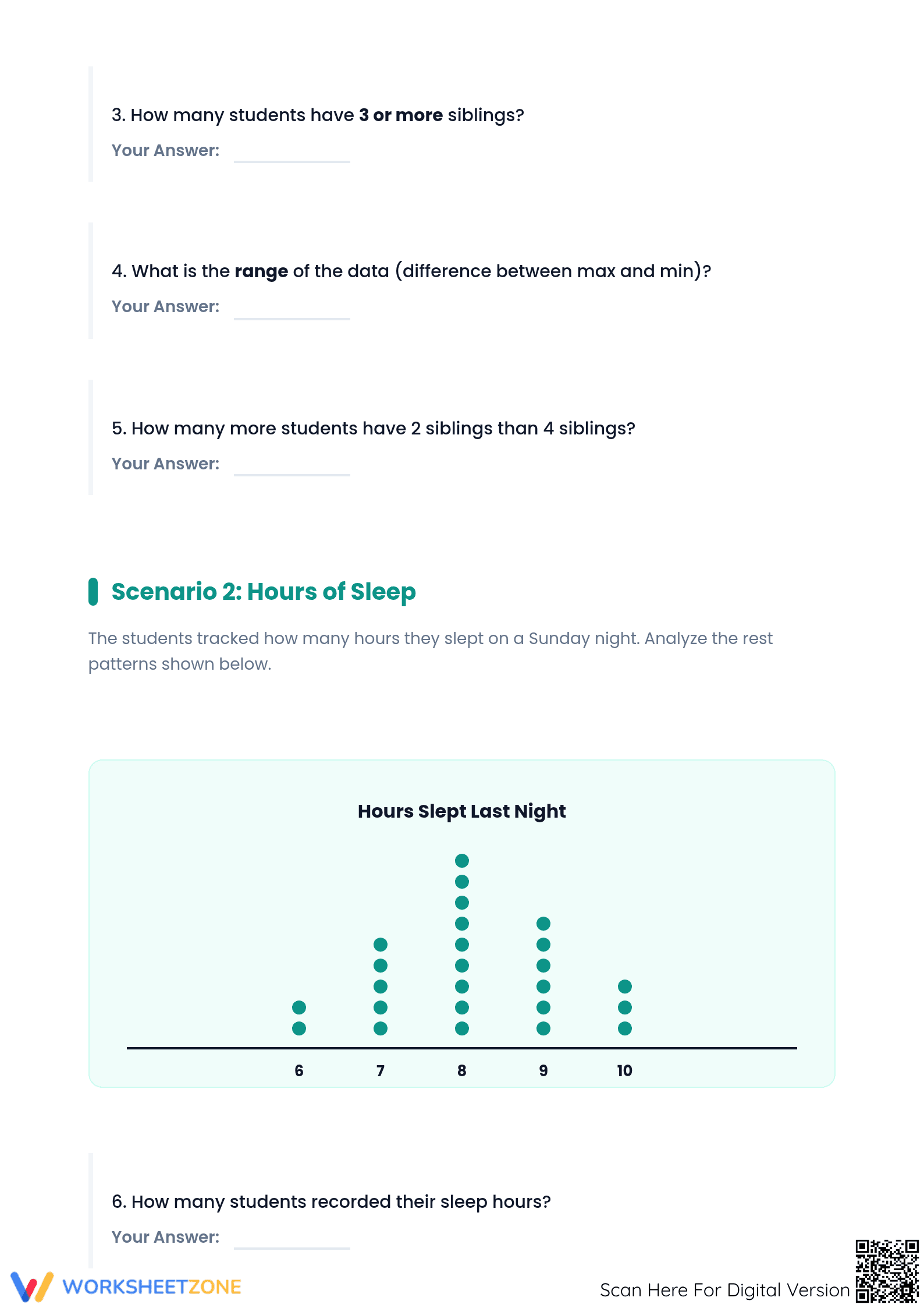 Interpreting Dot Plots Worksheet | Grade 6 Essential - Page 2