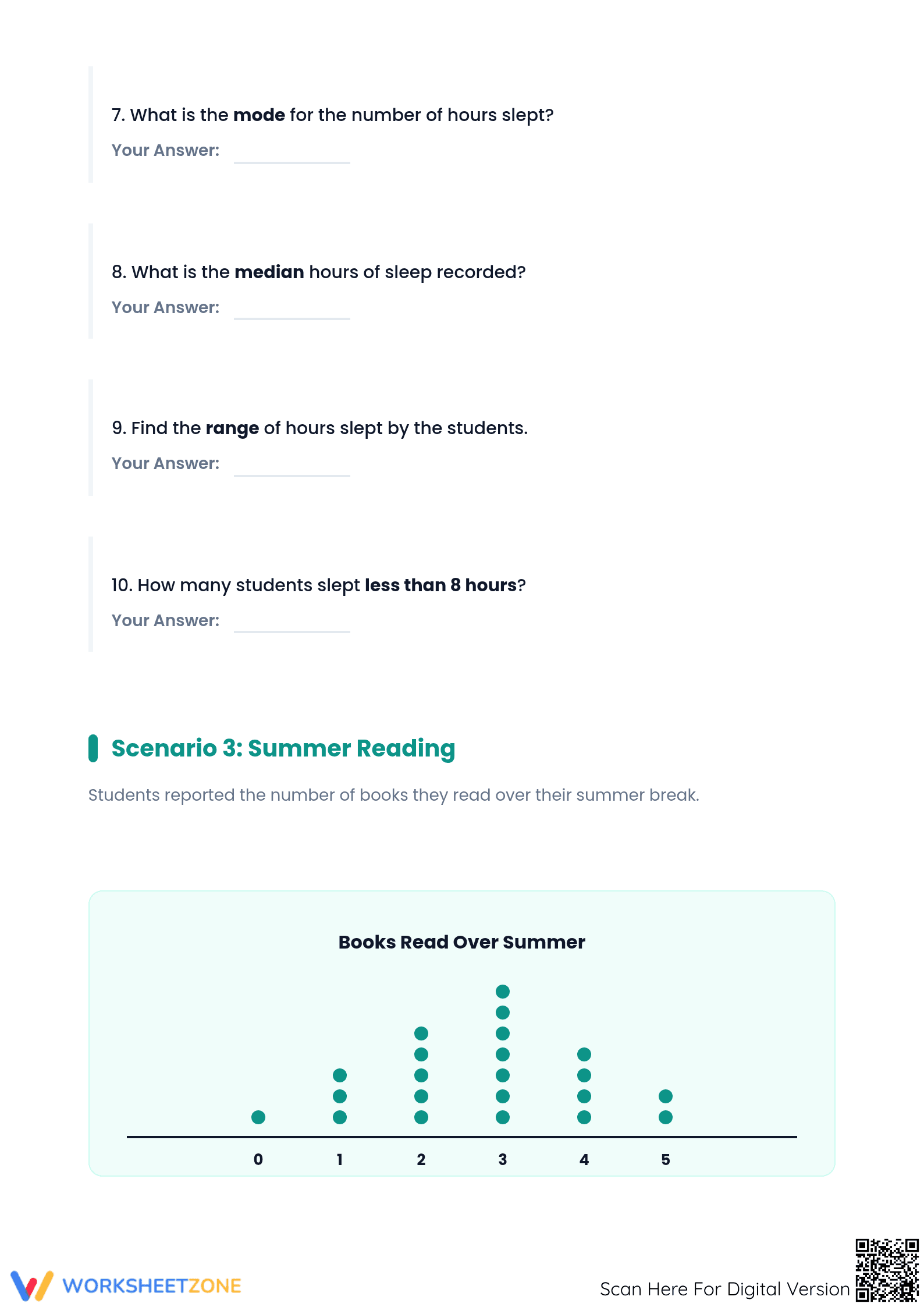 Interpreting Dot Plots Worksheet | Grade 6 Essential - Page 3