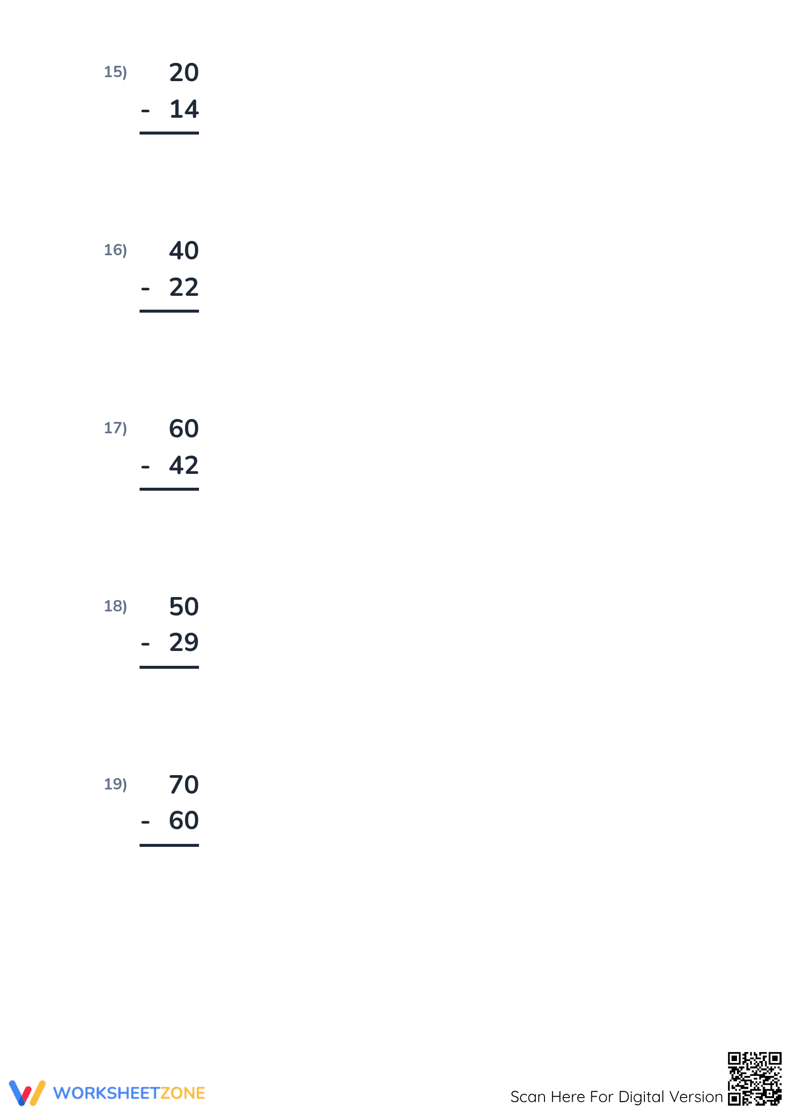 Printable Subtraction Across Zero Worksheet | Grade 2 Math - Page 4