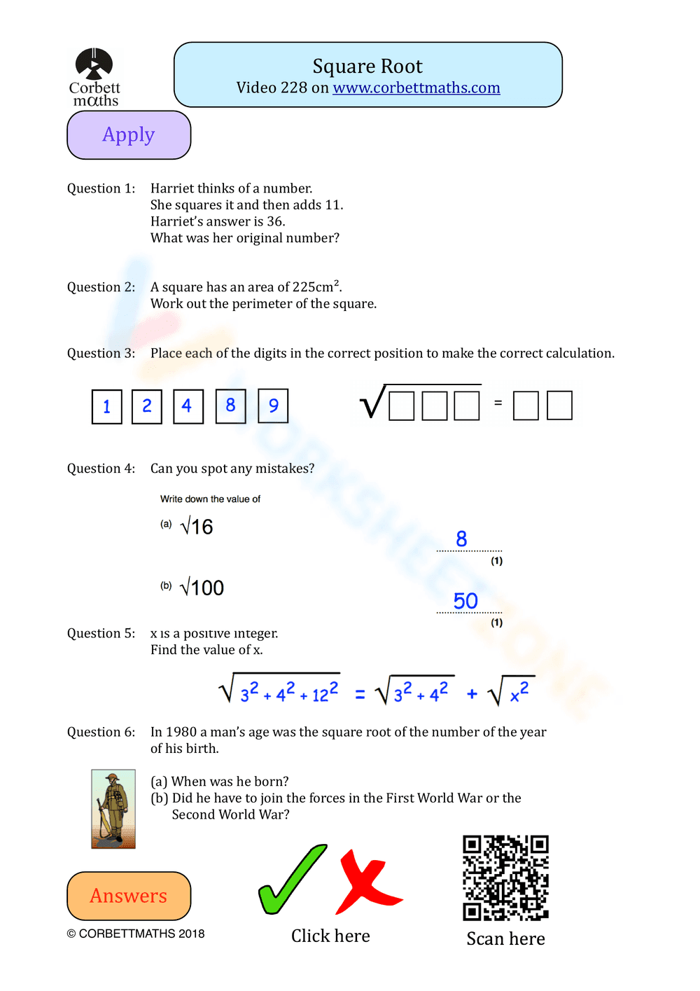 Square Root Practice Worksheet - Page 2