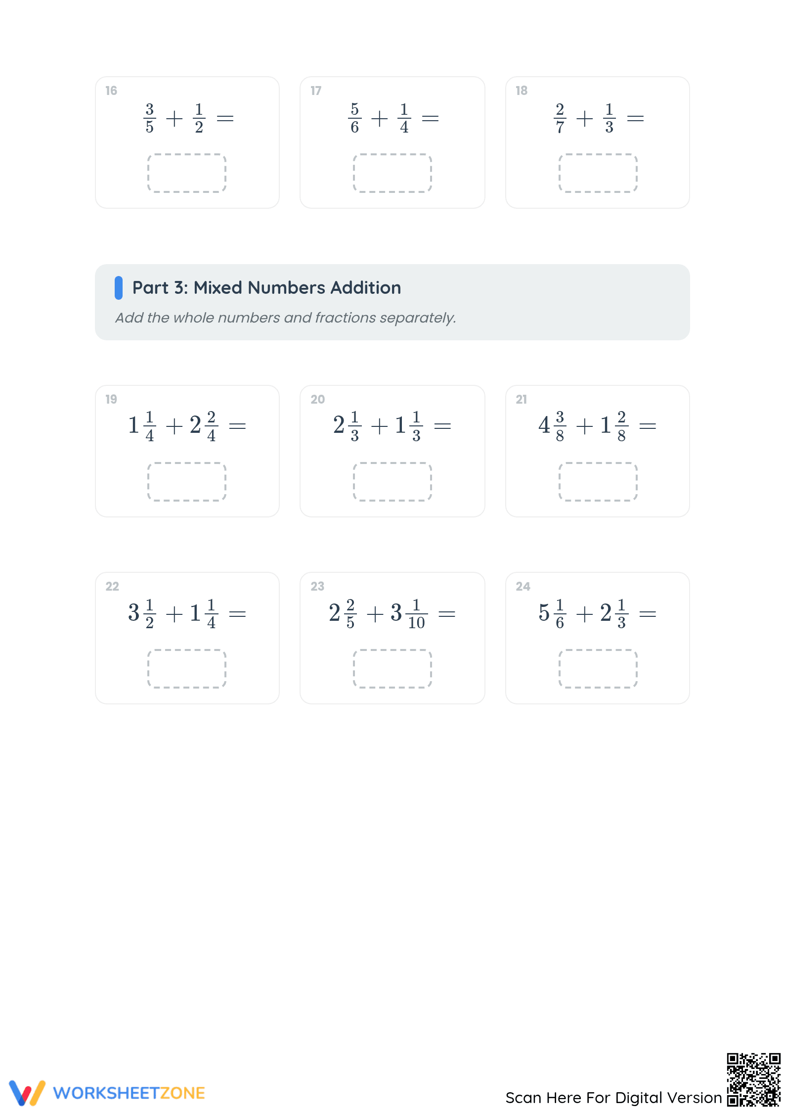 Adding Fractions Worksheet | Printable Grade 5 Math - Page 3