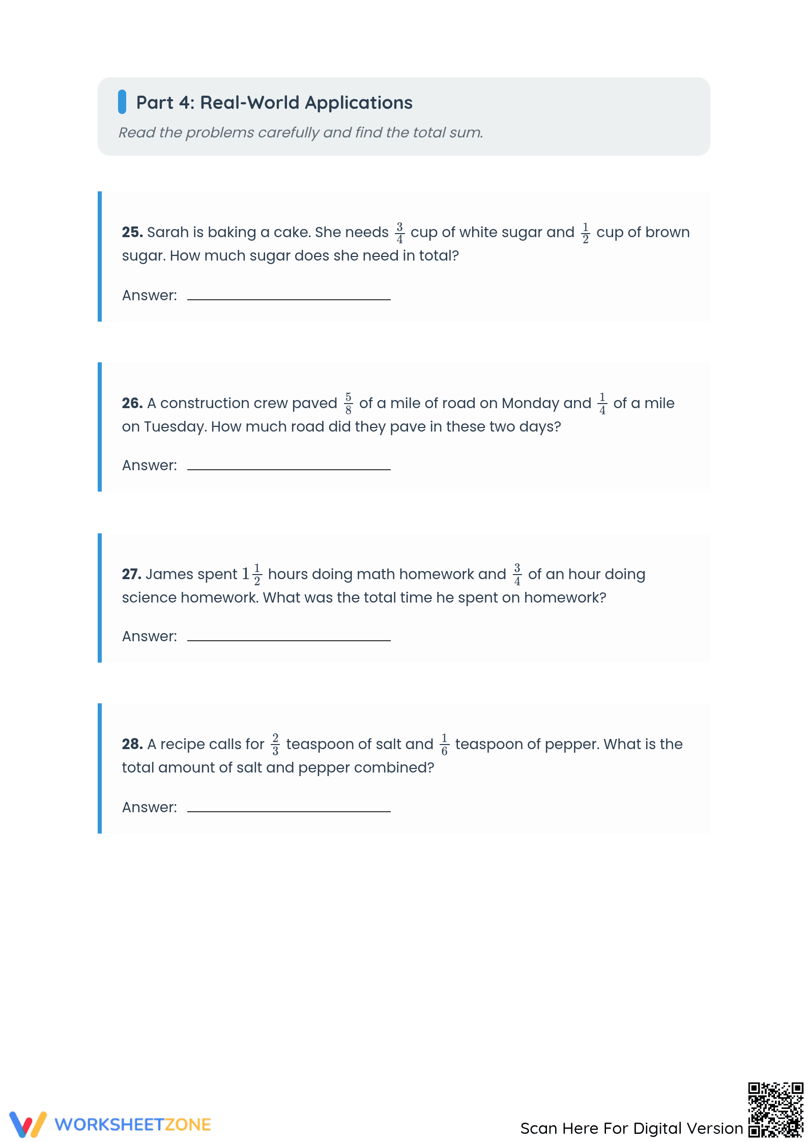 Adding Fractions Worksheet | Printable Grade 5 Math - Page 4