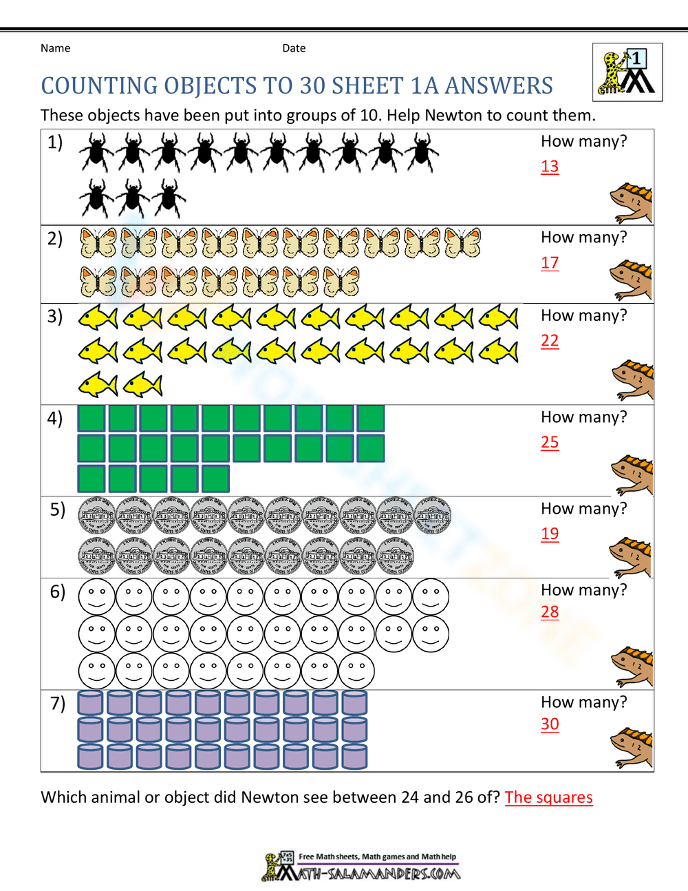 Counting Objects to 30 Worksheet - Page 2