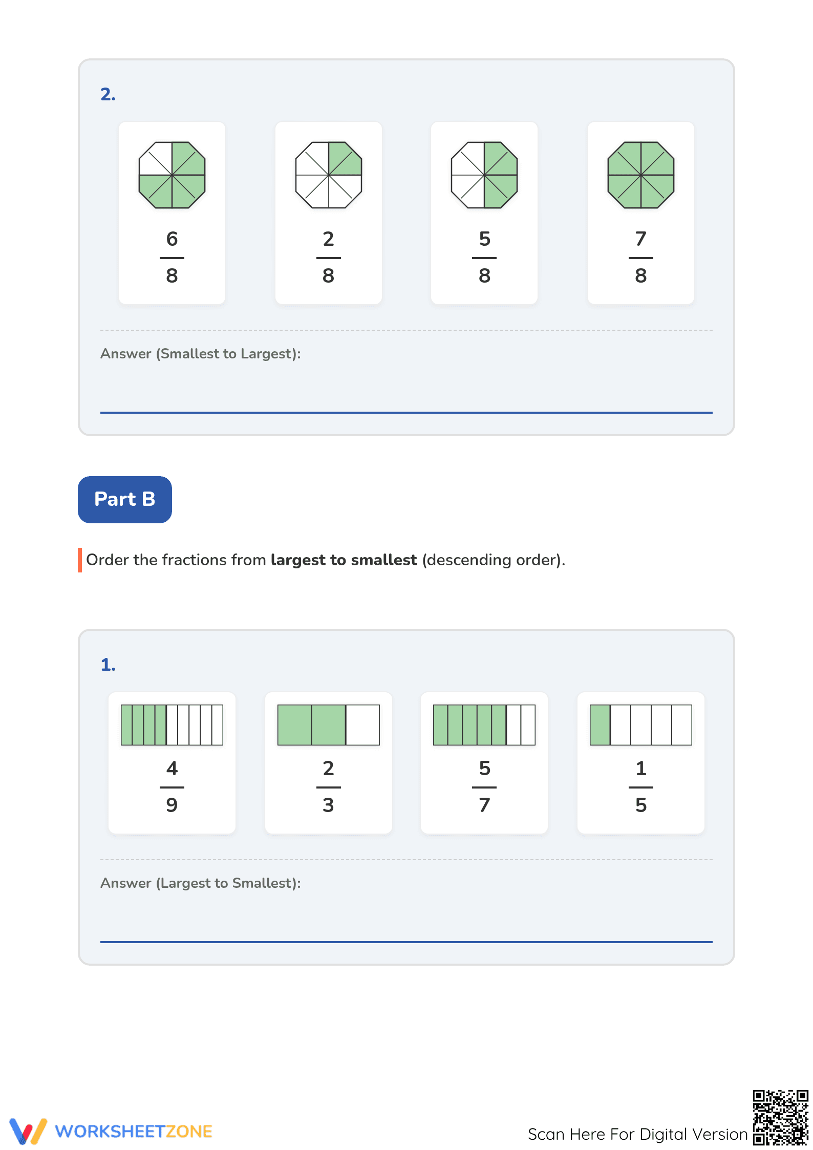Ordering Fractions Essential Worksheet | Grade 3-5 Math - Page 2