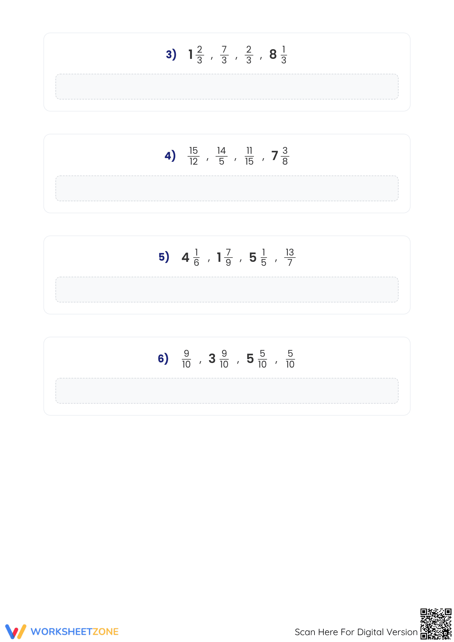 Grade 4 Fractions Ordering — Essential Printable Worksheet - Page 3
