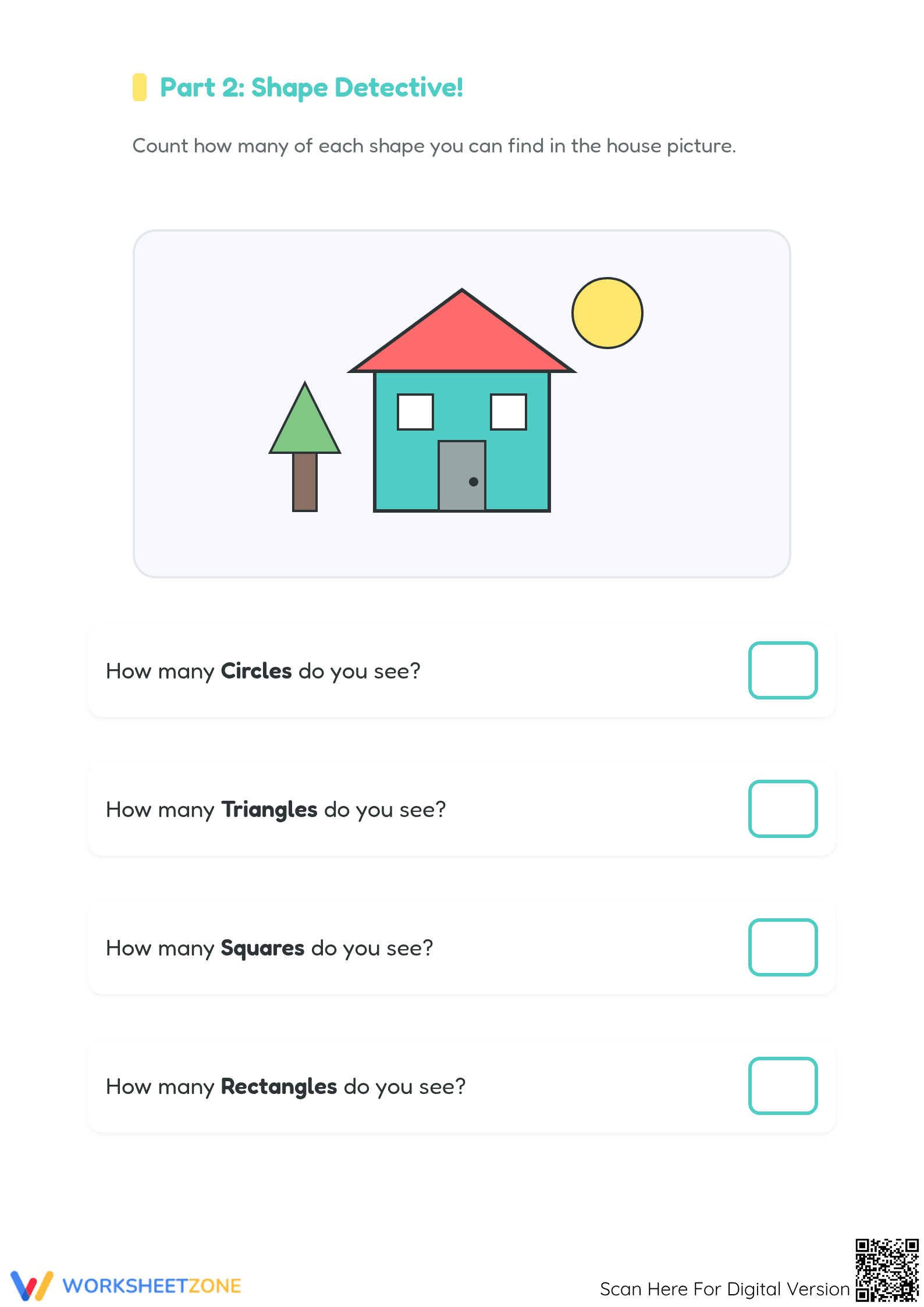 Printable Recognizing Shapes Worksheet | Kindergarten Math - Page 2