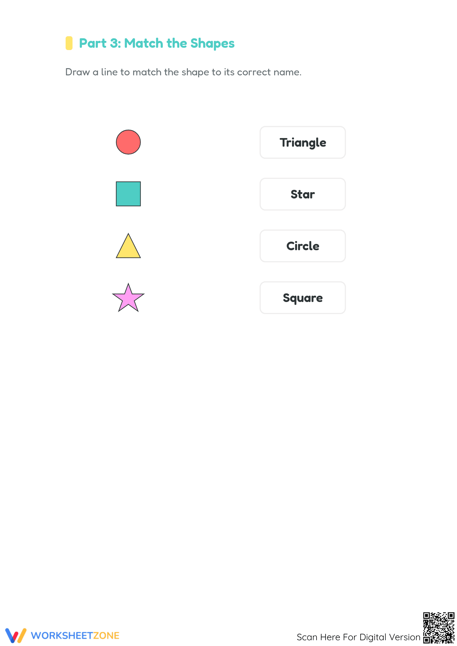 Printable Recognizing Shapes Worksheet | Kindergarten Math - Page 3