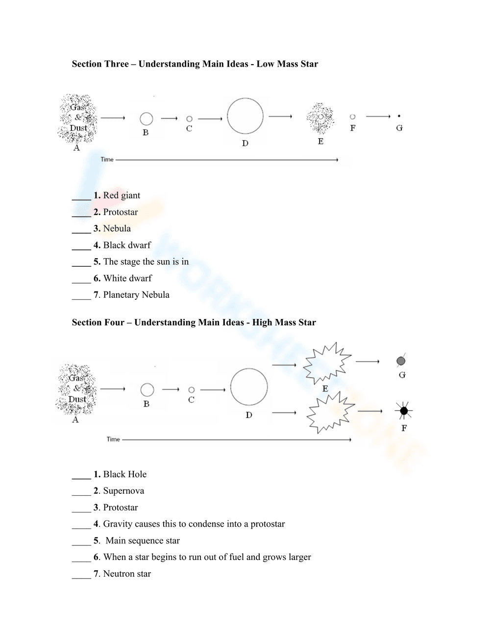 Study the Life Cycle of a Star with this Worksheet - Page 3