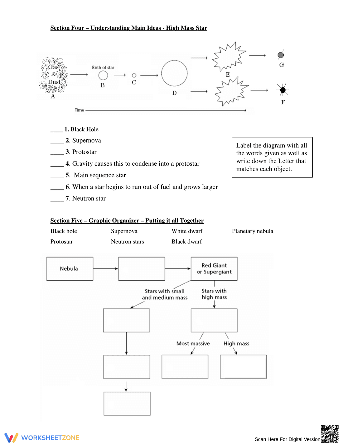 Detailed Life Cycle of a Star Worksheet - Page 4