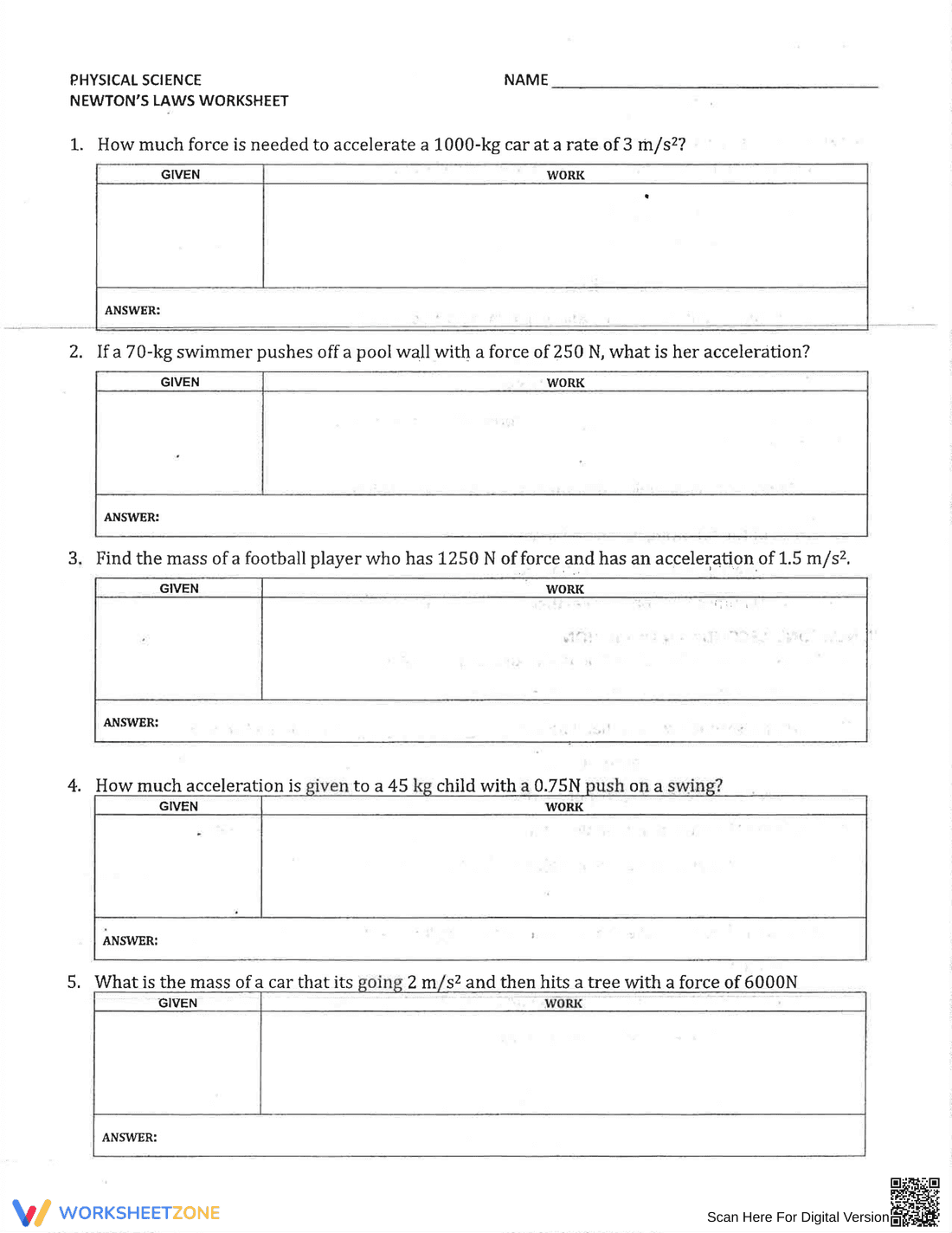 Practice Newton's Laws with this Worksheet - Page 2