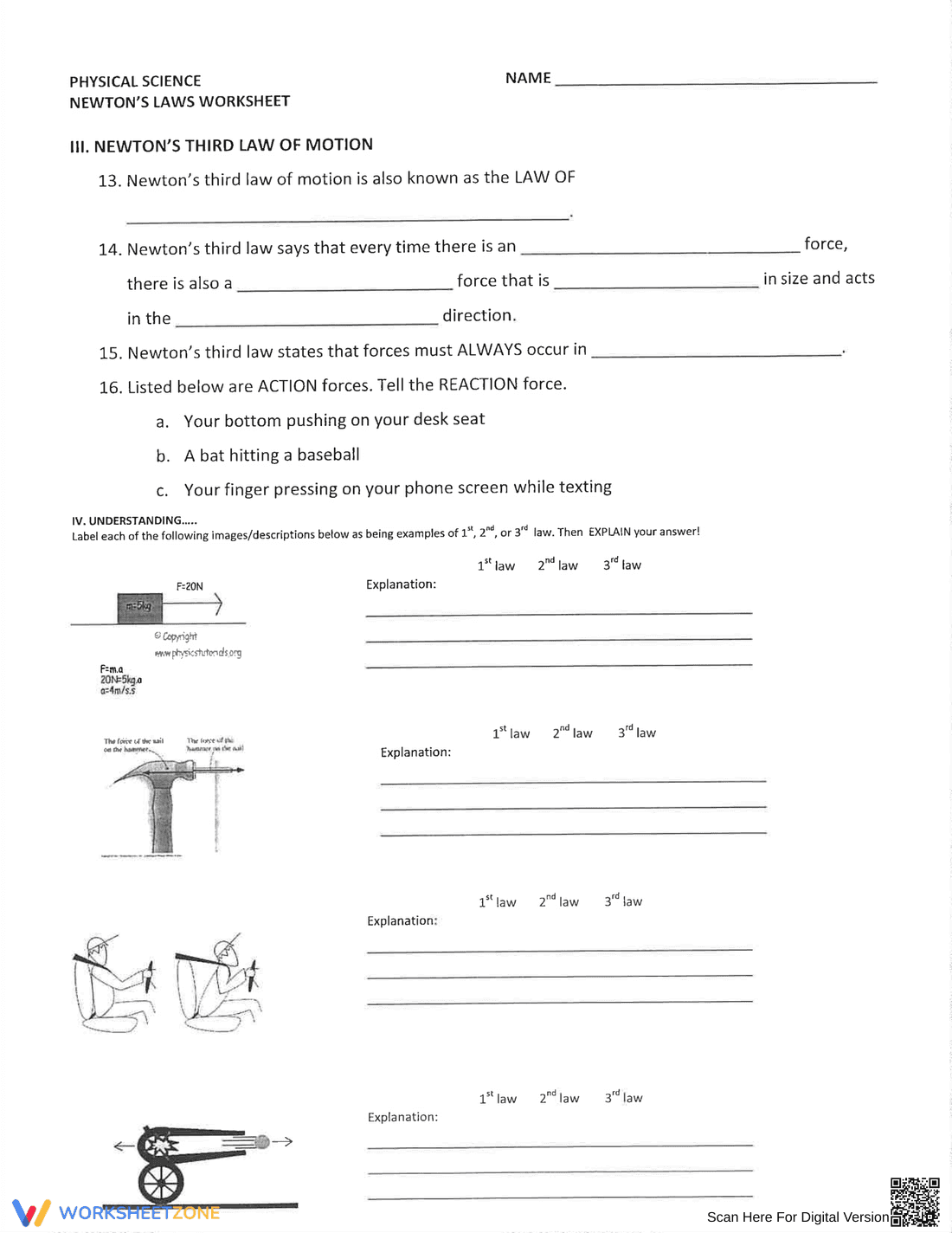 Practice Newton's Laws with this Worksheet - Page 3